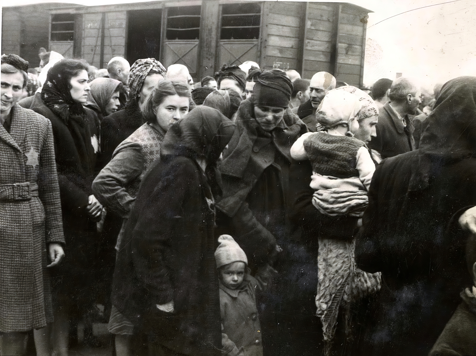 Lengyelország, Oświęcim, az auschwitz–birkenaui koncentrációs tábor., 1944, Lili Jacob, holokauszt, vagon, zsidóság, antiszemitizmus, koncentrációs tábor, Dávid csillag, deportálóvonat, Fortepan #172011