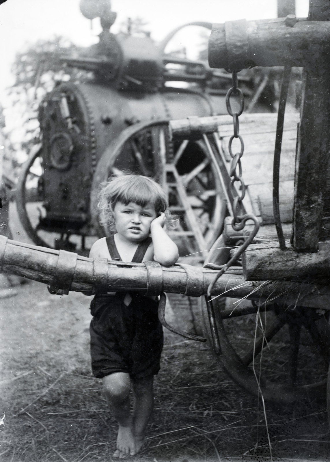 1923, Göcseji Múzeum / Morandini-Schlemmer hagyaték, Steam-engine, traction engine, prop up the head, Fortepan #172475