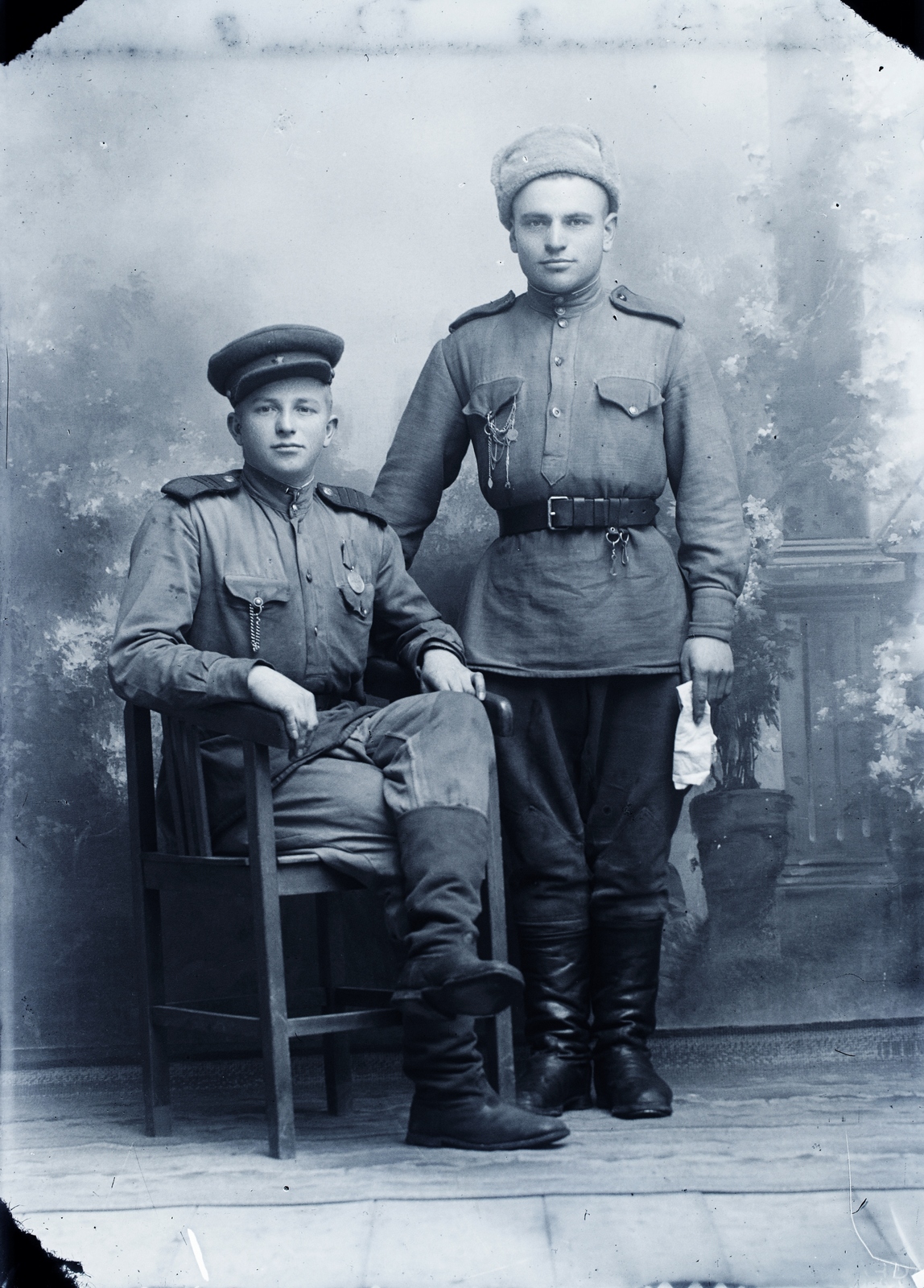 1948, Göcseji Múzeum / Morandini-Schlemmer hagyaték, Red Army, Soviet soldier, double portrait, staged, Fortepan #172830