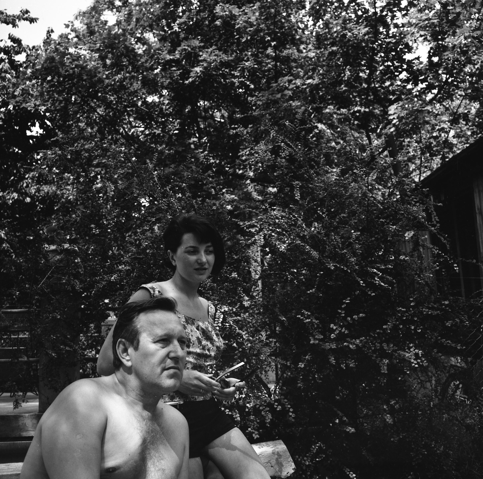 Hungary, Balatonvilágos, Bessenyei Ferenc színművész és felesége, Lugossy Zsuzsa tévébemondó., 1965, Kotnyek Antal, Fortepan #173544