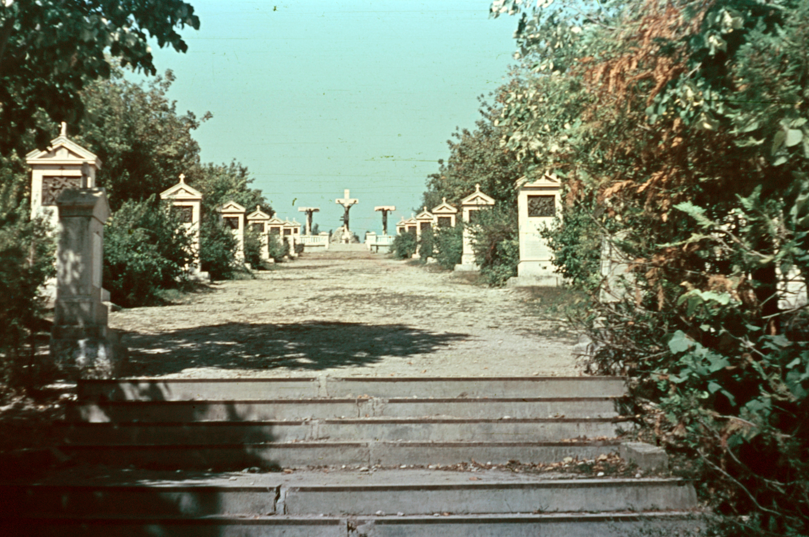 Hungary,Lake Balaton, Tihany, Attila domb, IV. Károly király emlékére emelt kálvária., 1942, Aszódi Zoltán, colorful, Fortepan #174185
