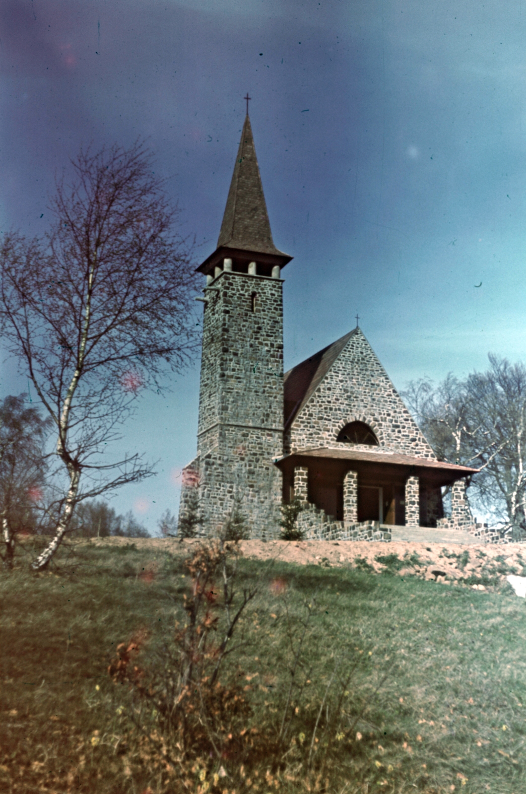 Hungary, Galyatető, Mátraszentimre, Magyarok Nagyasszonya (&#34;Kodály&#34;) templom., 1941, Aszódi Zoltán, colorful, Fortepan #174221