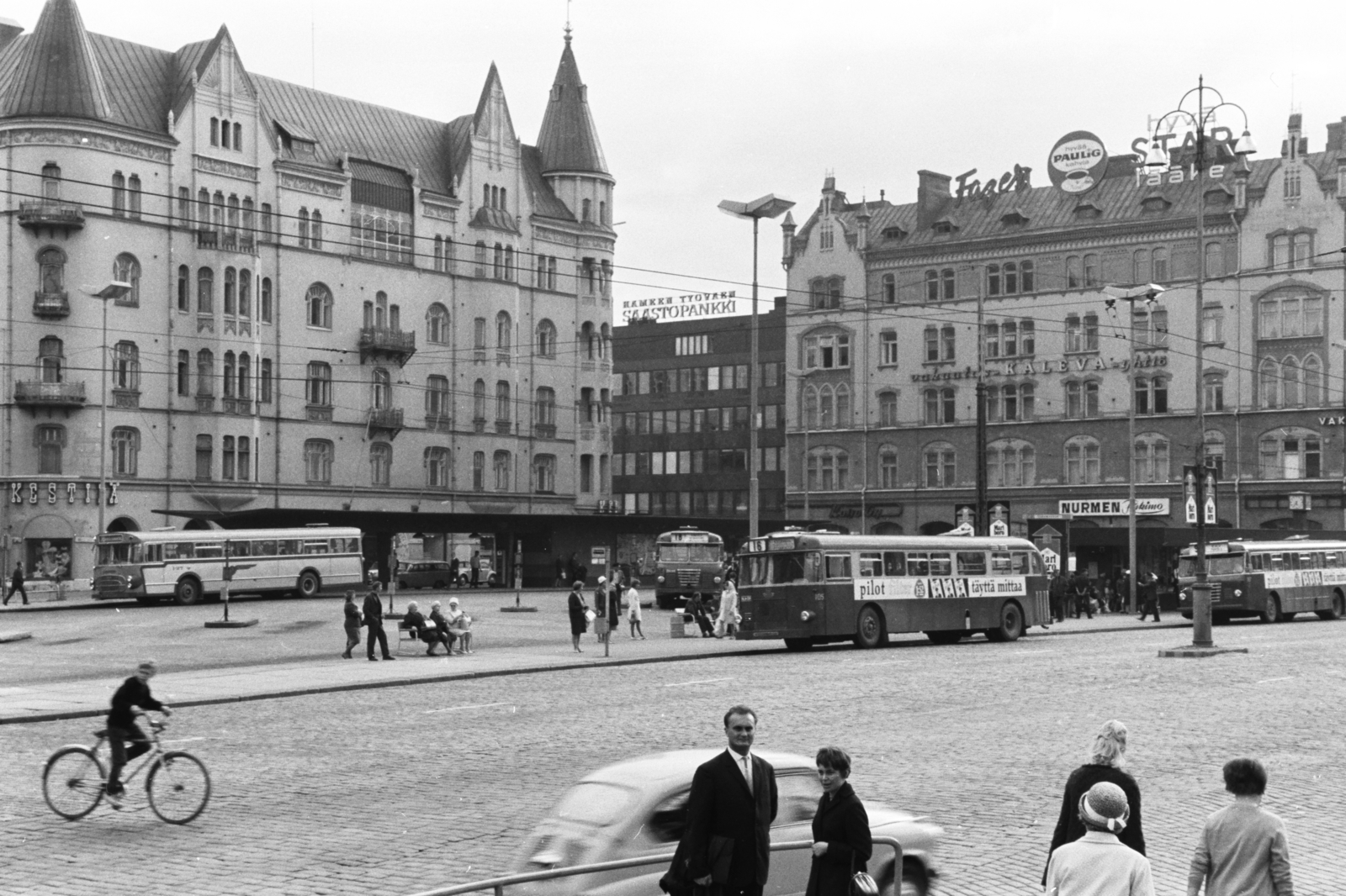 Finland, Tampere, Keskustori, autóbusz-pályaudvar., 1966, Chuckyeager tumblr, Fortepan #175531