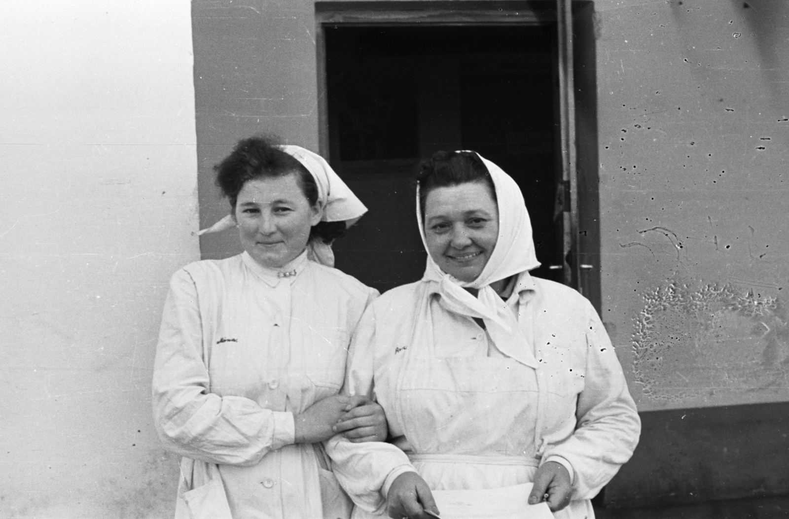 1955, Chuckyeager tumblr, headscarf, overall, Fortepan #175713