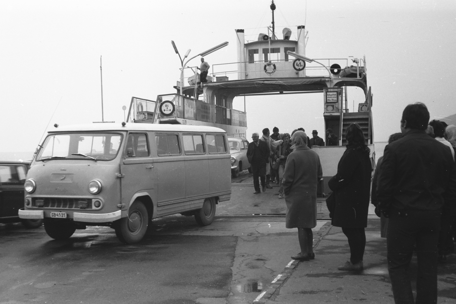 Hungary,Lake Balaton, Szántód, rév, Komp II. (most Kisfaludy Sándor)., 1969, Chuckyeager tumblr, number plate, RAF-brand, Fortepan #175957