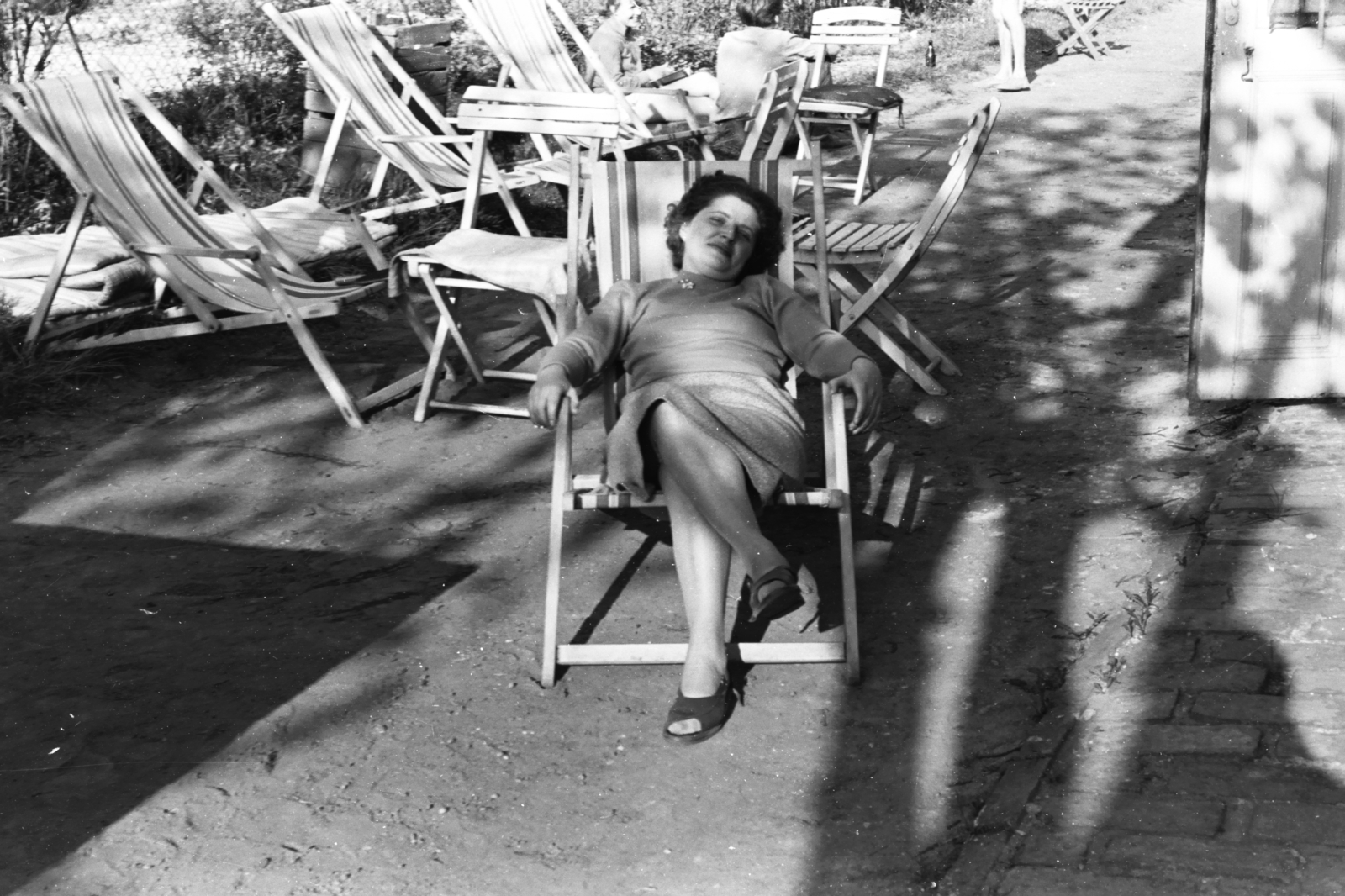 1959, Chuckyeager tumblr, relaxation, deck chair, Fortepan #176042