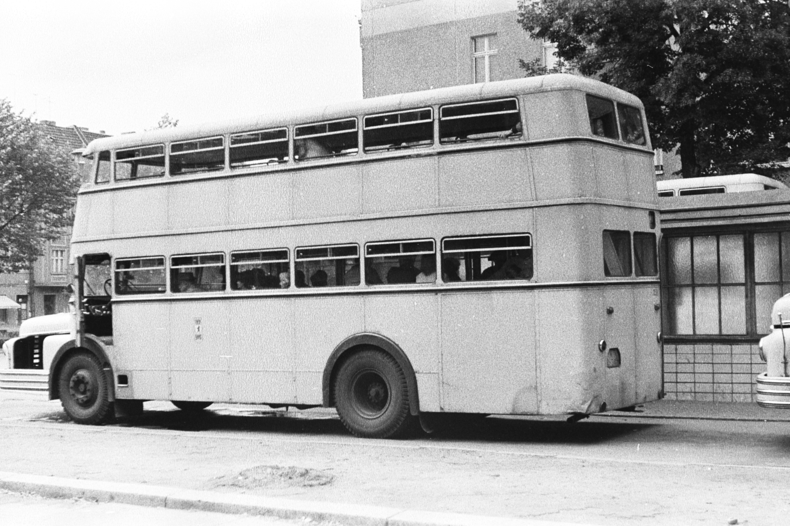 Germany, Berlin, Kelet-Berlin, Do 54 típusú emeletes városi autóbusz., 1962, Chuckyeager tumblr, GDR, double-decker, East-Berlin, Bautzen DO 54, Fortepan #176100