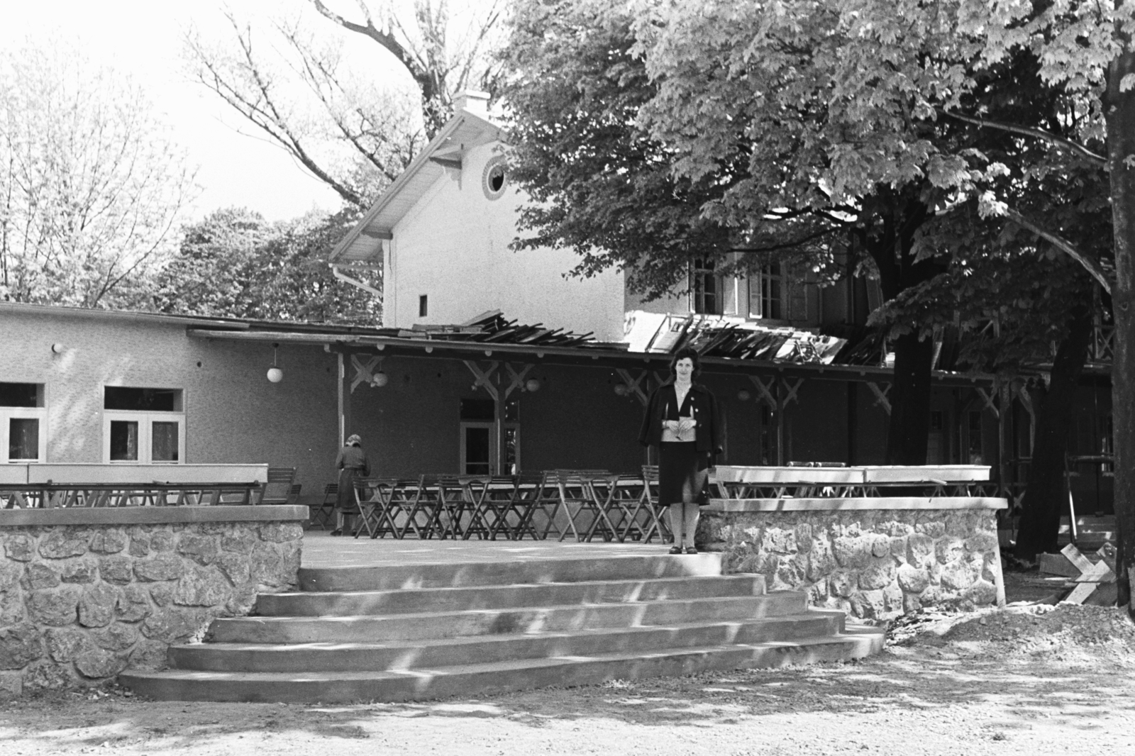 Slovakia, Košice, Anička üdülő, étterem., 1960, Chuckyeager tumblr, stairs, terrace, Fortepan #176322