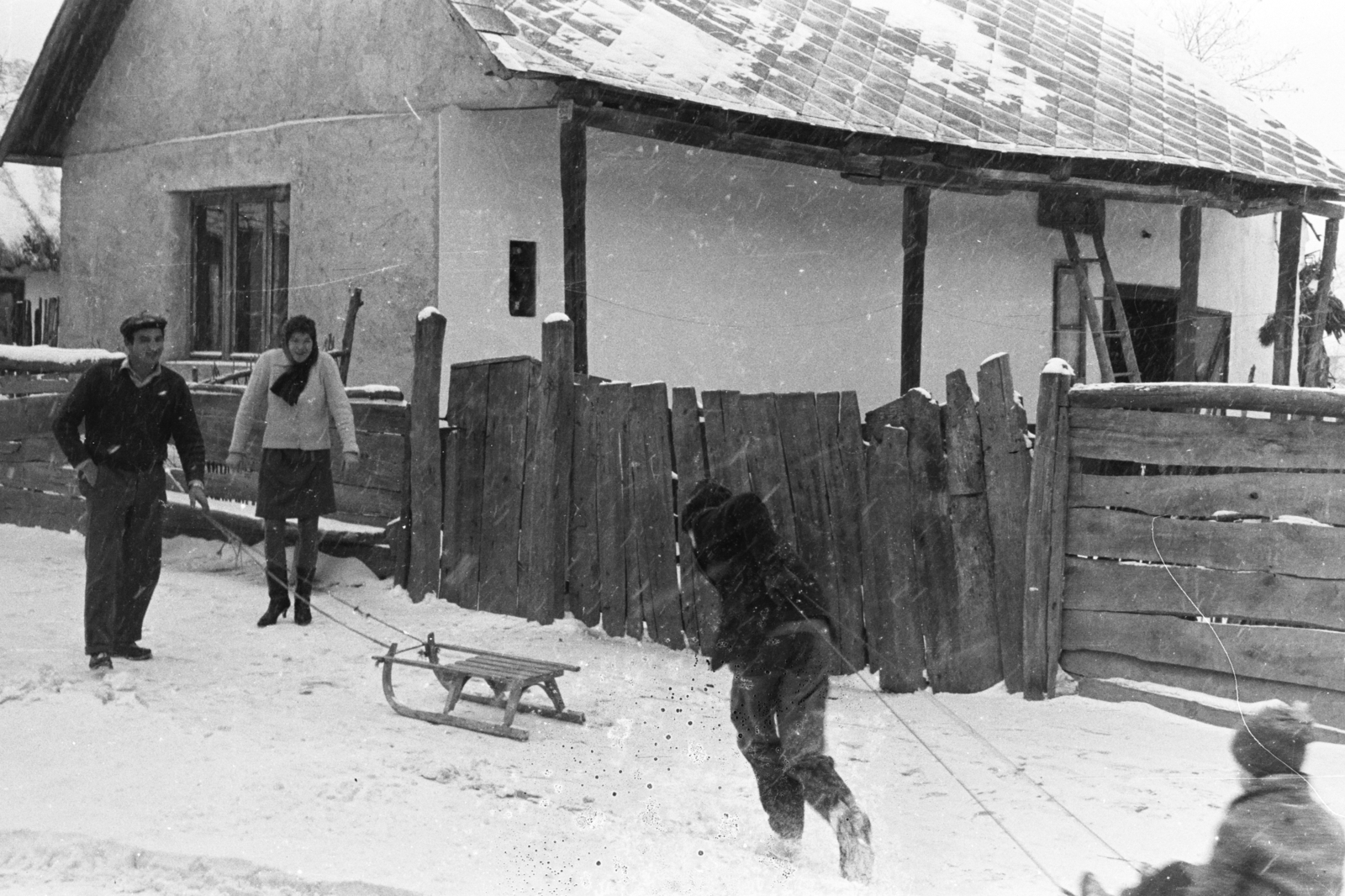 1952, Chuckyeager tumblr, tél, hó, szánkó, havas táj, Fortepan #176350