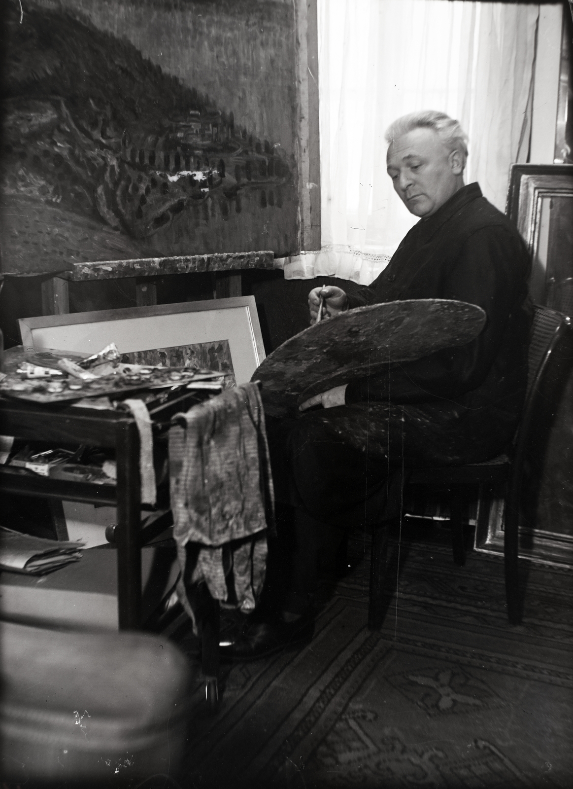 Hungary, Halápy János festő és grafikus., 1939, Bojár Sándor, painter, Fortepan #177047