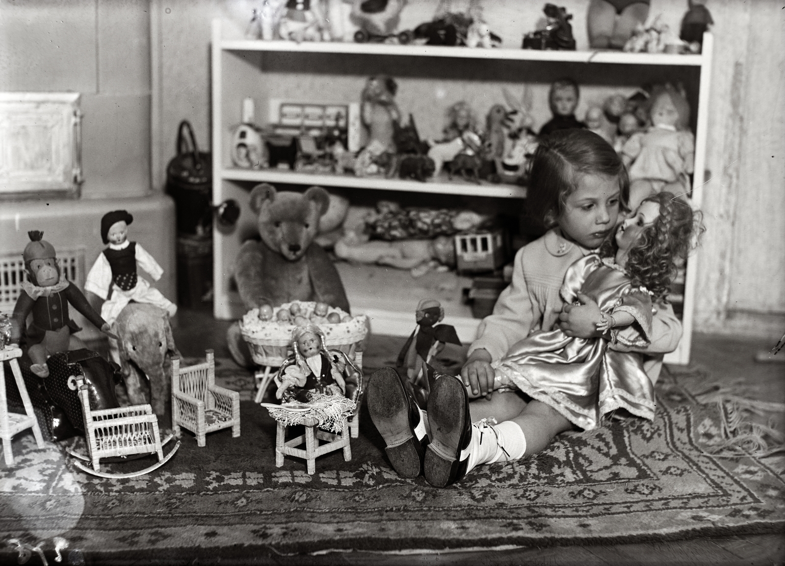 1937, Bojár Sándor, doll, toy, teddy bear, baby furniture, Fortepan #177067