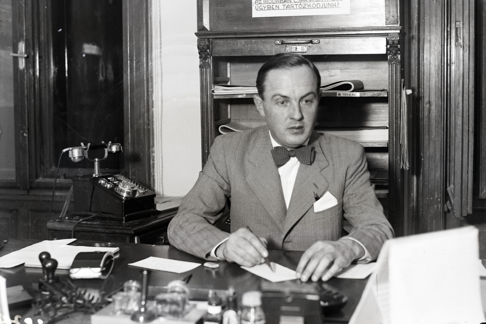 Hungary, Sereghy Andor színész, rendező, színházigazgató., 1939, Bojár Sándor, bow tie, Fortepan #177298
