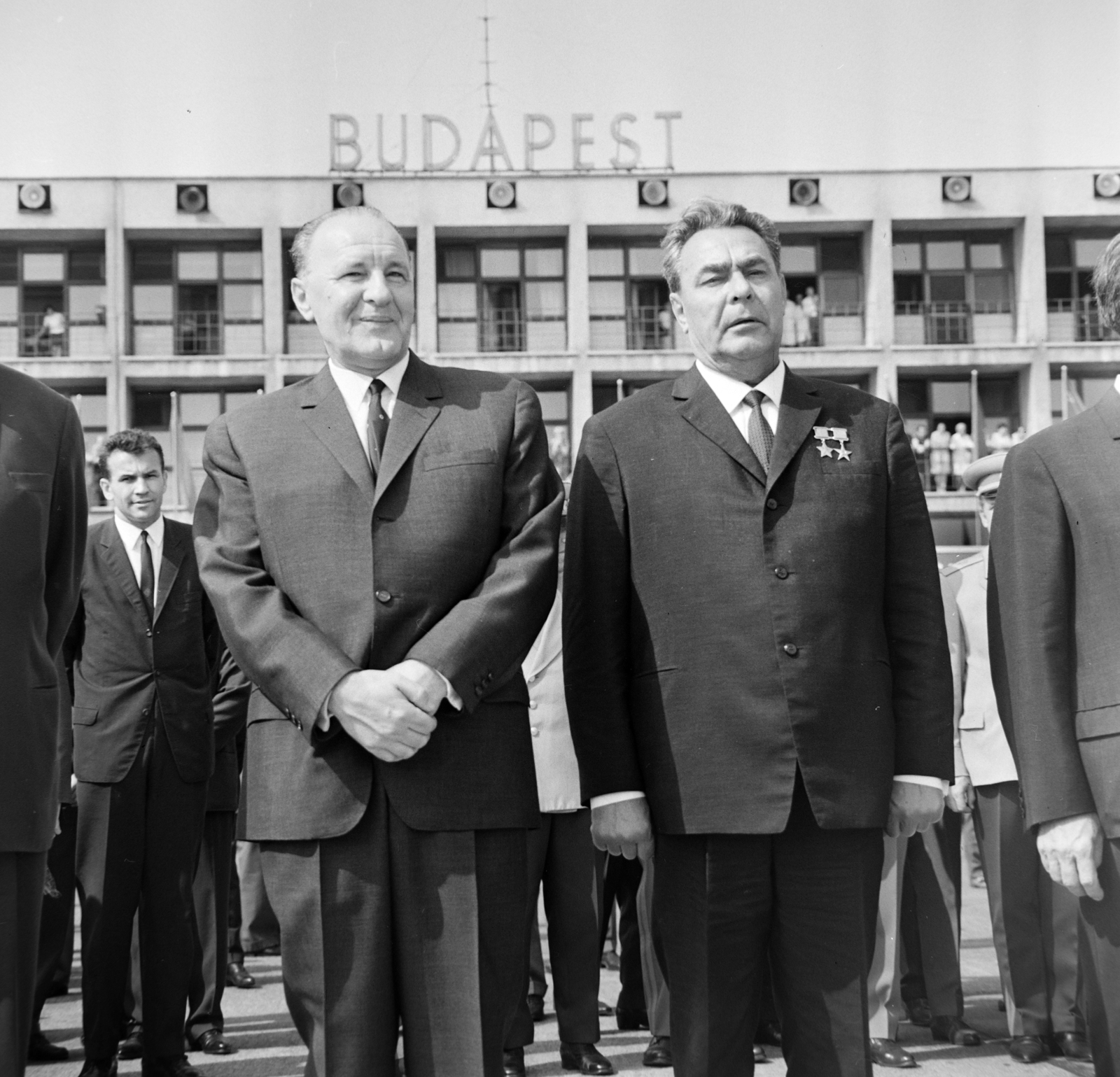 Hungary, Ferihegy (now - Ferenc Liszt) International Airport, Budapest XVIII., Kádár János és L. I. Brezsnyev., 1967, Bojár Sándor, Budapest, Fortepan #177777