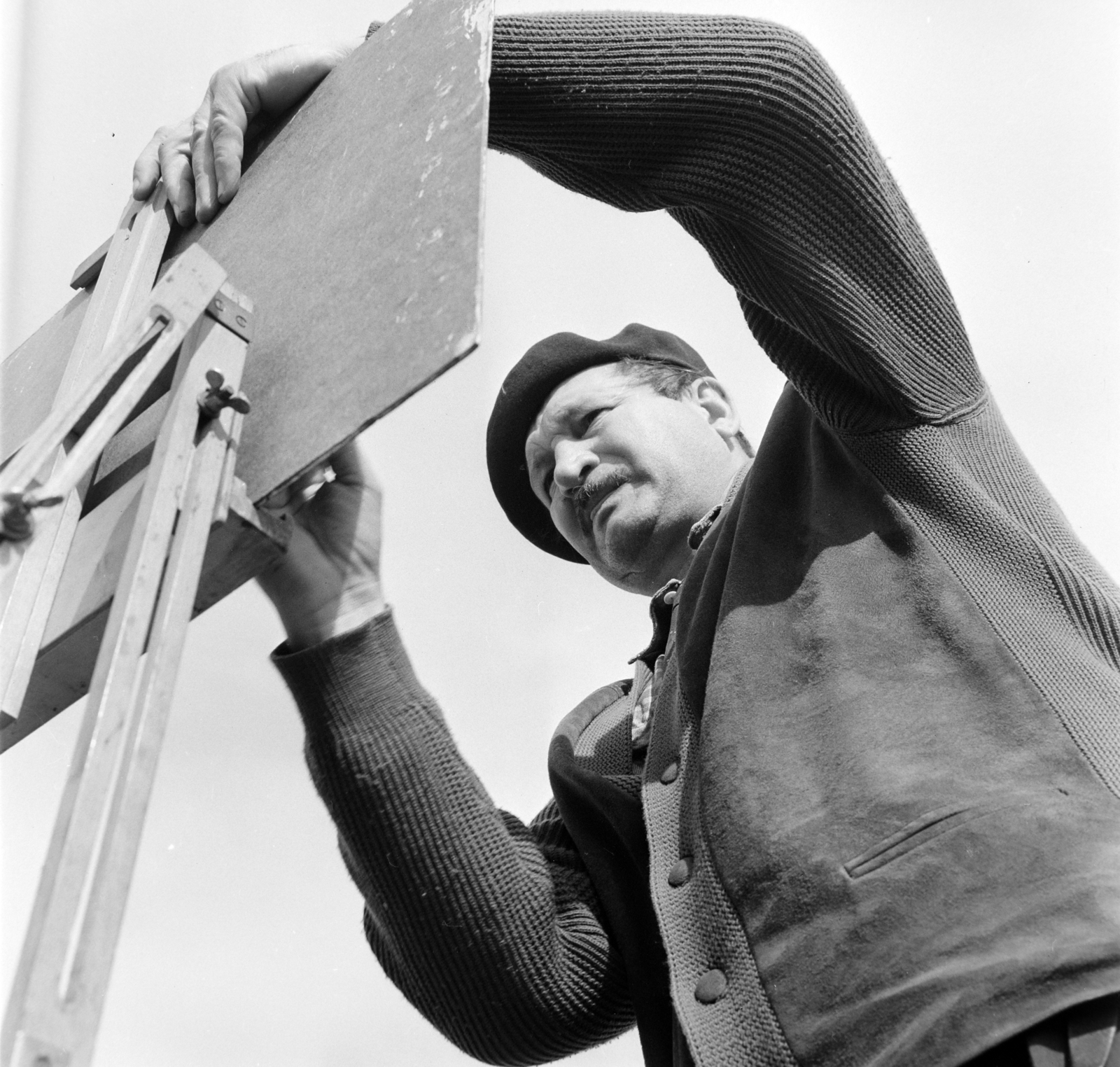 Hungary, Hódmezővásárhely, Kurucz D. István festőművész., 1964, Bojár Sándor, Fortepan #177932