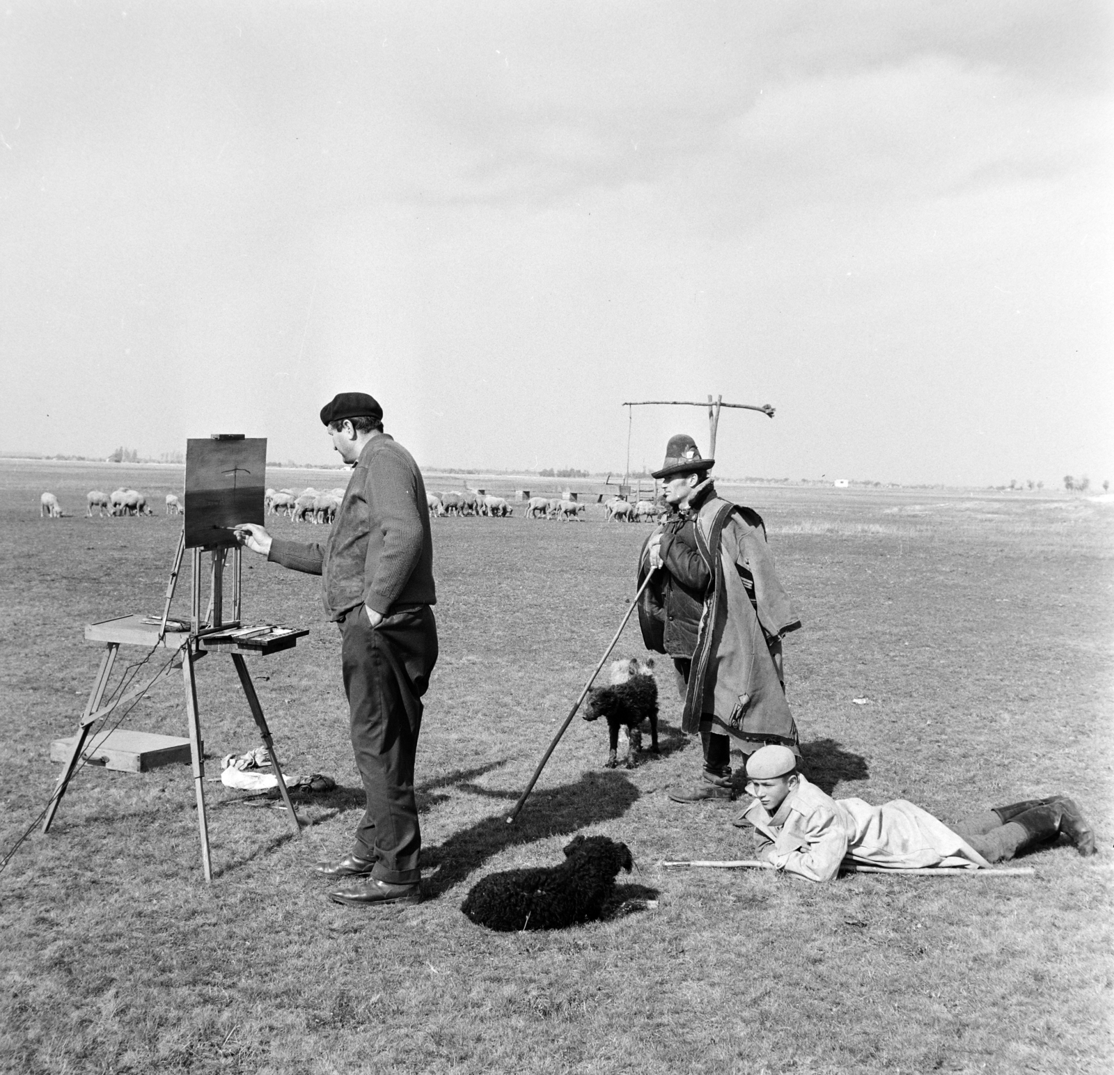 Hungary, Hódmezővásárhely, Kurucz D. István festőművész., 1964, Bojár Sándor, shadoof, shepherd, Fortepan #177933