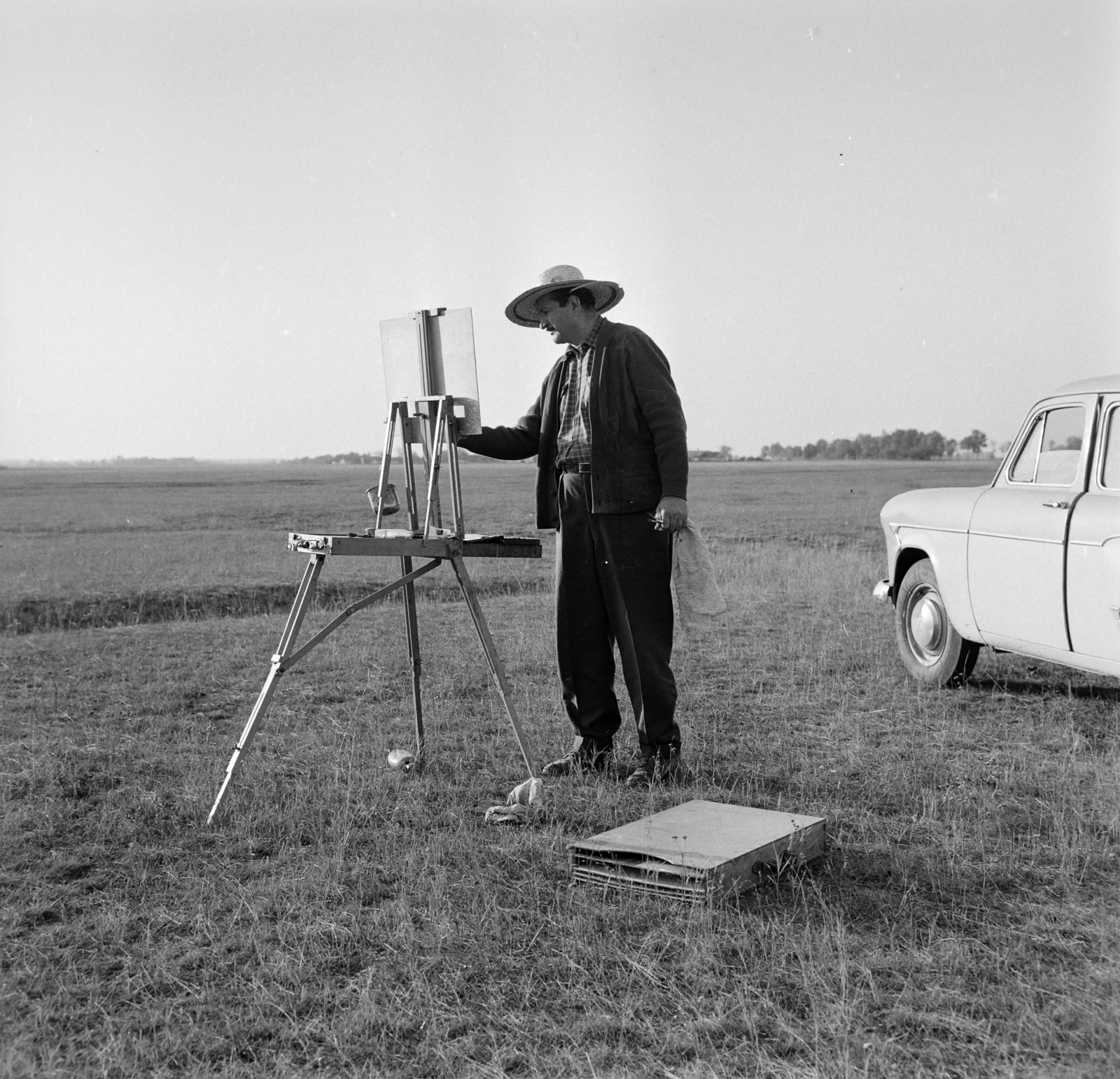 Hungary, Hódmezővásárhely, Kurucz D. István festőművész., 1964, Bojár Sándor, Fortepan #177935