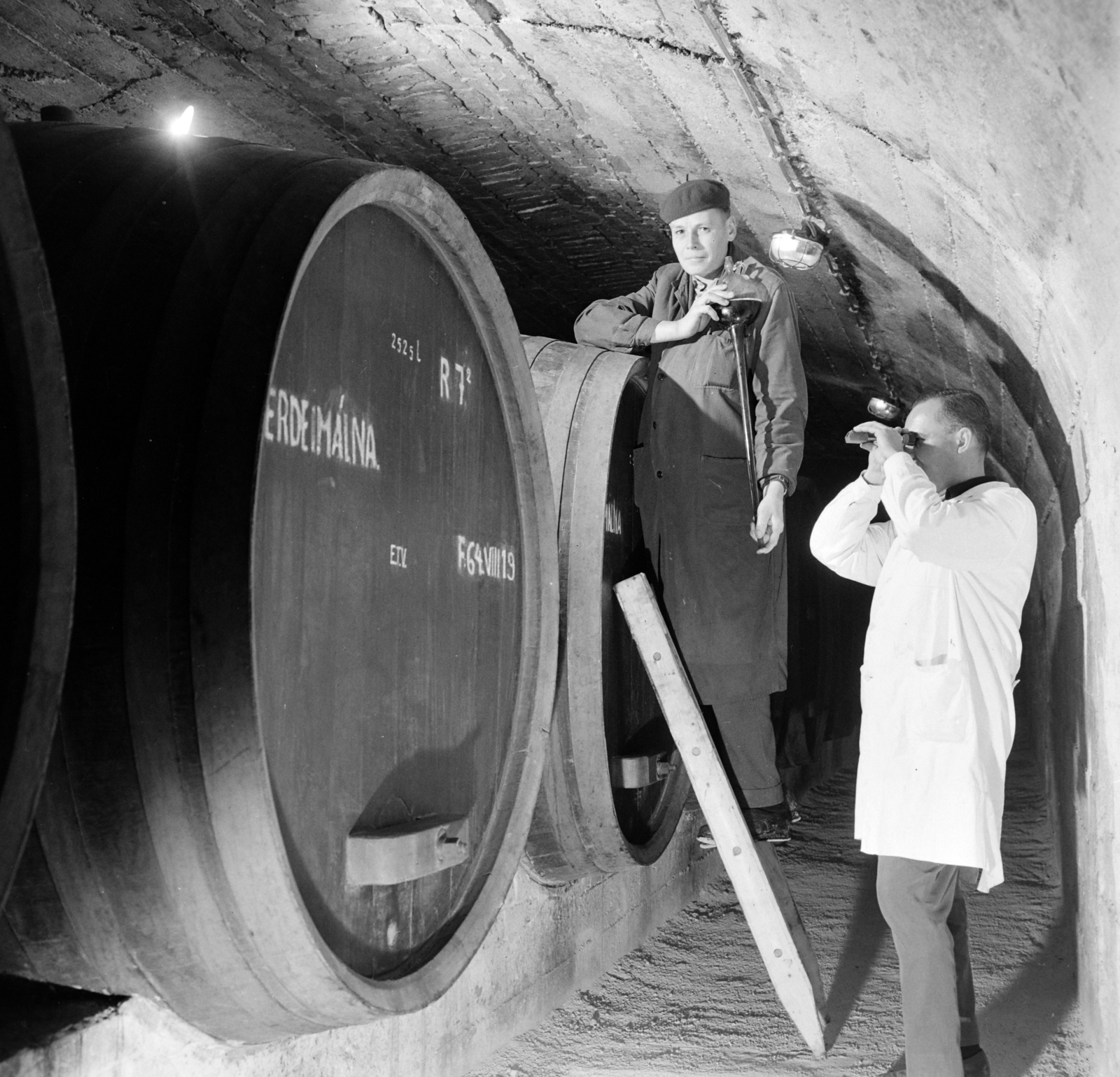Hungary, Nagymaros, az Erdei Termék Vállalat szörpüzemének pincészete., 1964, Bojár Sándor, Fortepan #177945