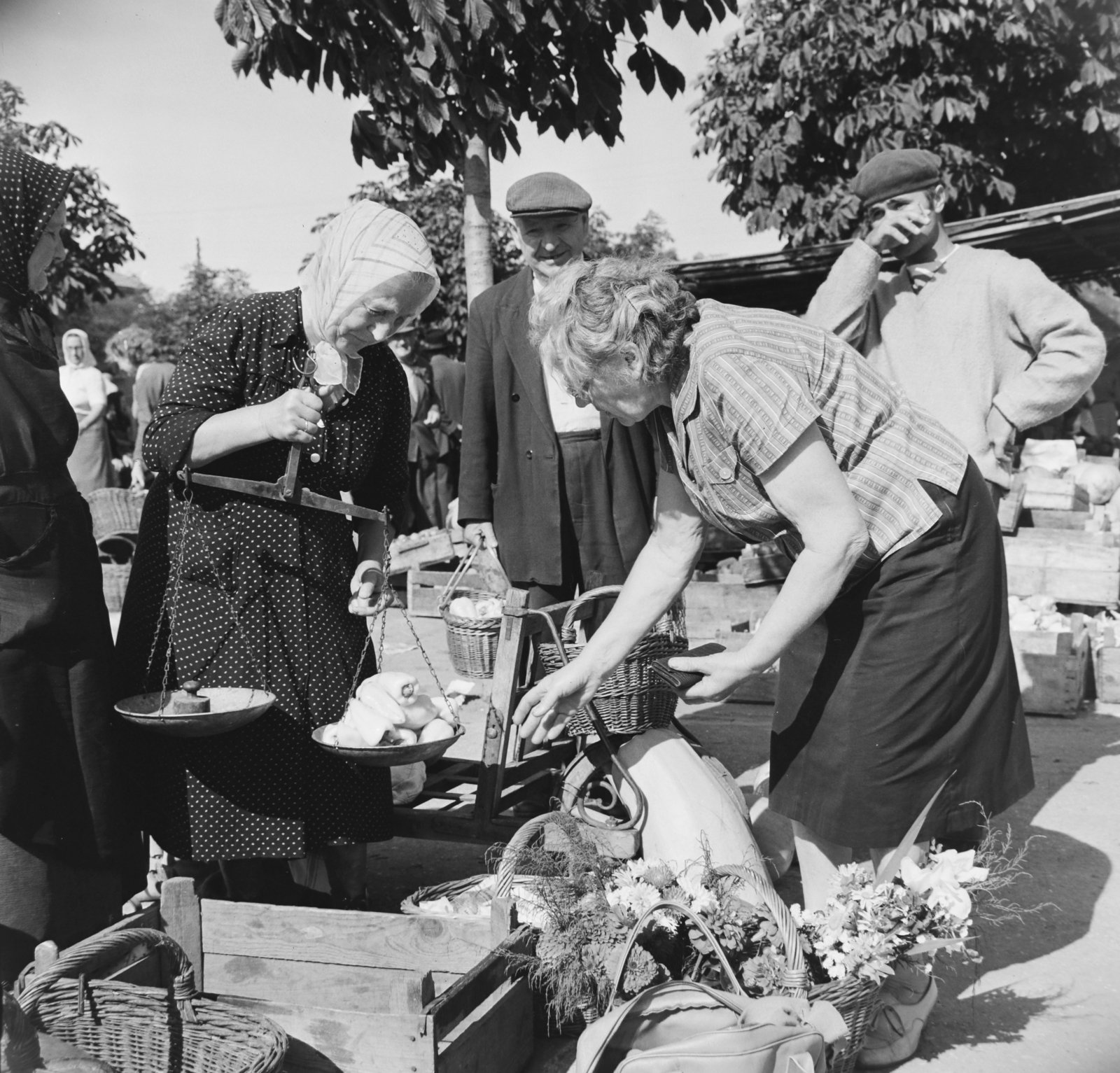 Hungary, Nagykőrös, Kálvin tér, piac., 1965, Bojár Sándor, Fortepan #177987