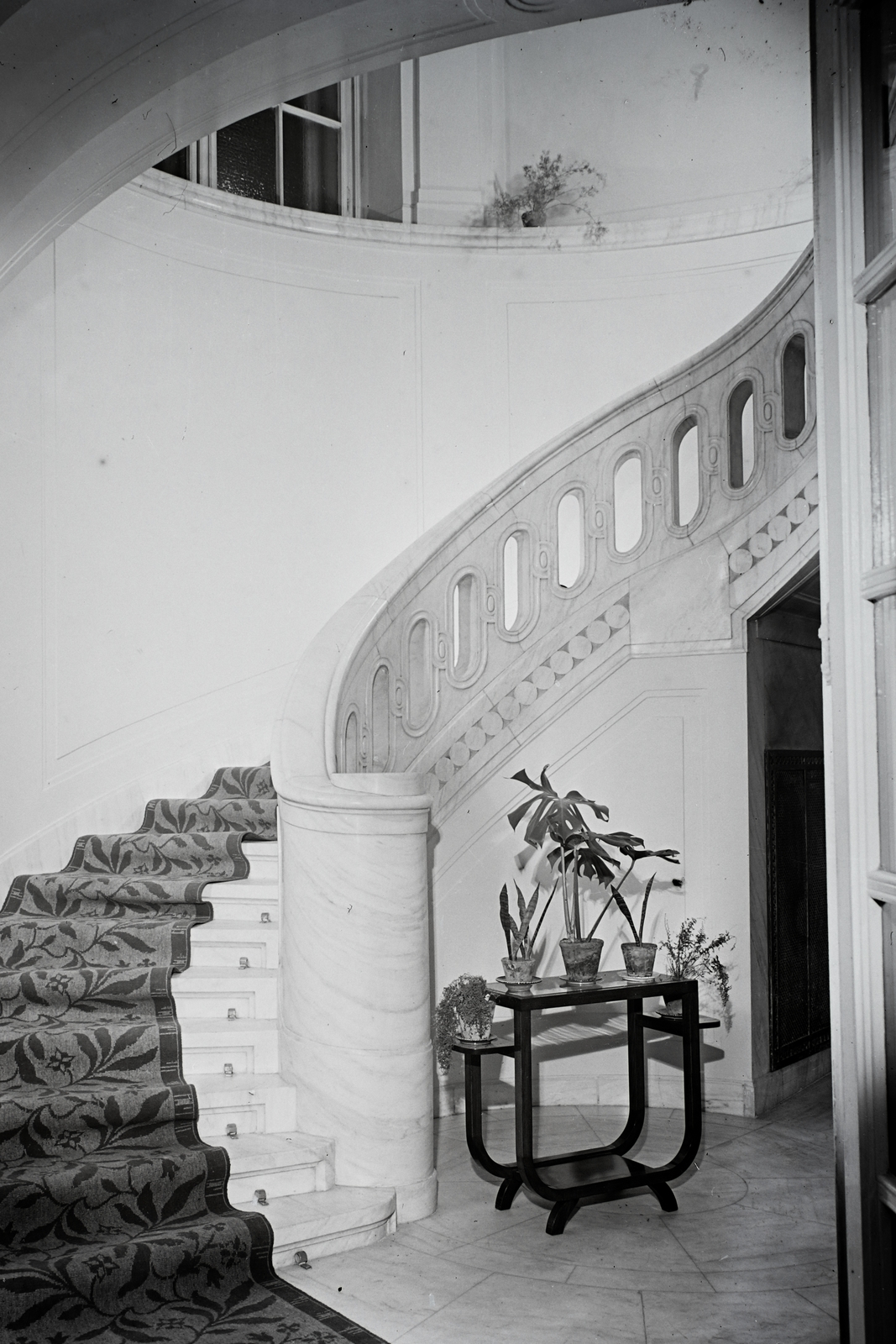 Hungary, Budapest VIII., Múzeum utca 7., Kossuth Klub., 1960, Kotnyek Antal, carpet, stairs, interior, planter, Budapest, Fortepan #17811