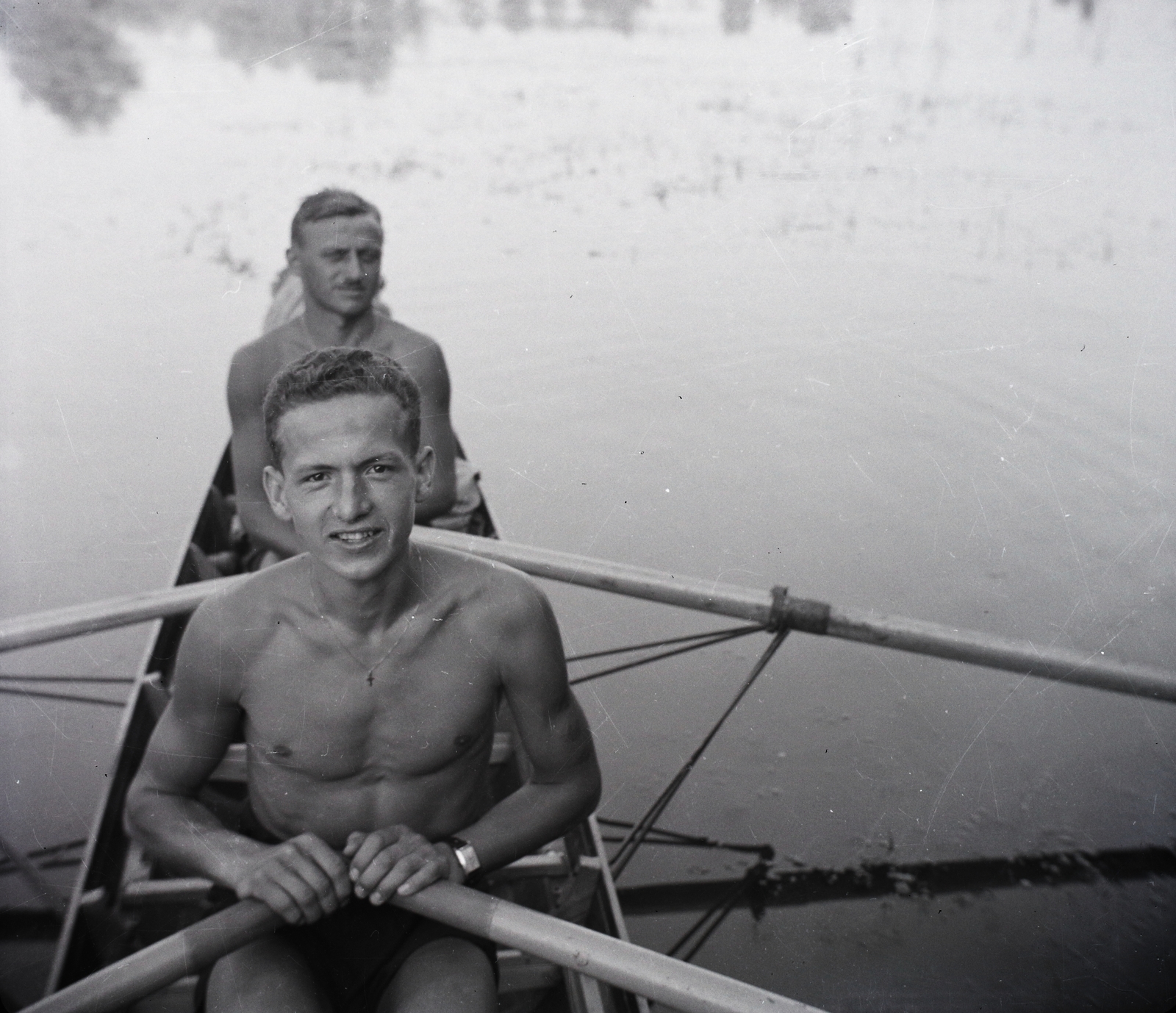 1943, Kotnyek Antal, men, wrist watch, paddling, Fortepan #17820