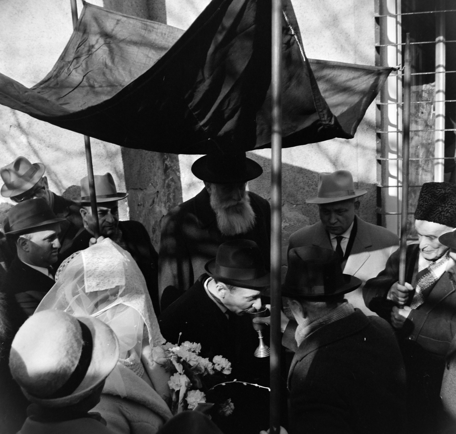 1965, Bojár Sándor, wedding ceremony, chuppah, judaism, Fortepan #178242