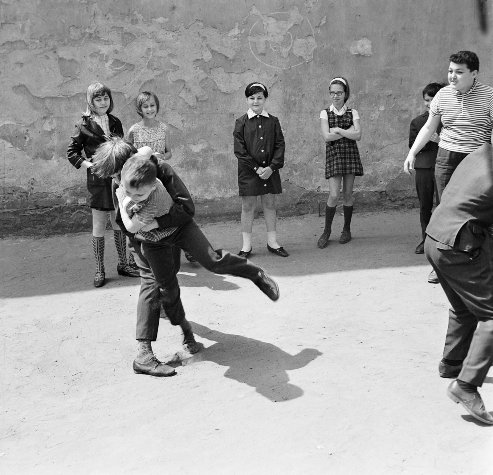 Hungary, Kaposvár, 1960, Bojár Sándor, wrestling, gaping, Fortepan #178536