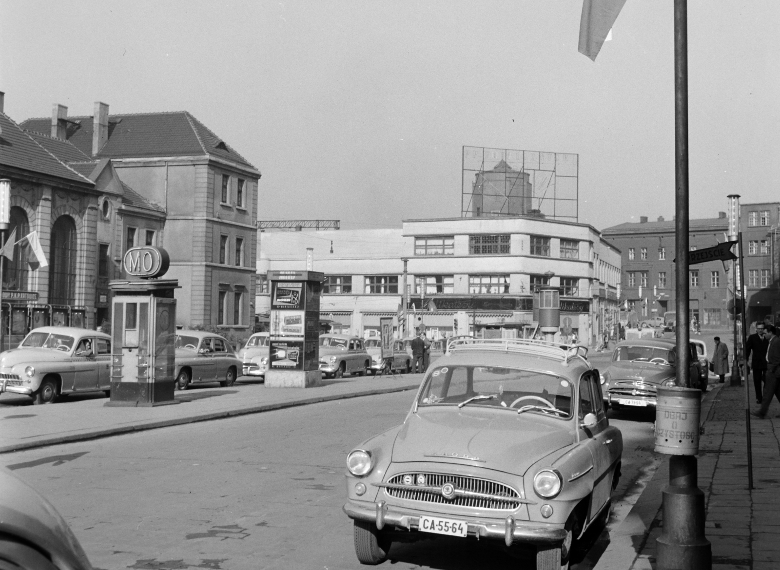 Poland, Katowice, ulica Dworcowa az ulica Pocztowa felé nézve., 1960, Bojár Sándor, Skoda-brand, Fortepan #178696