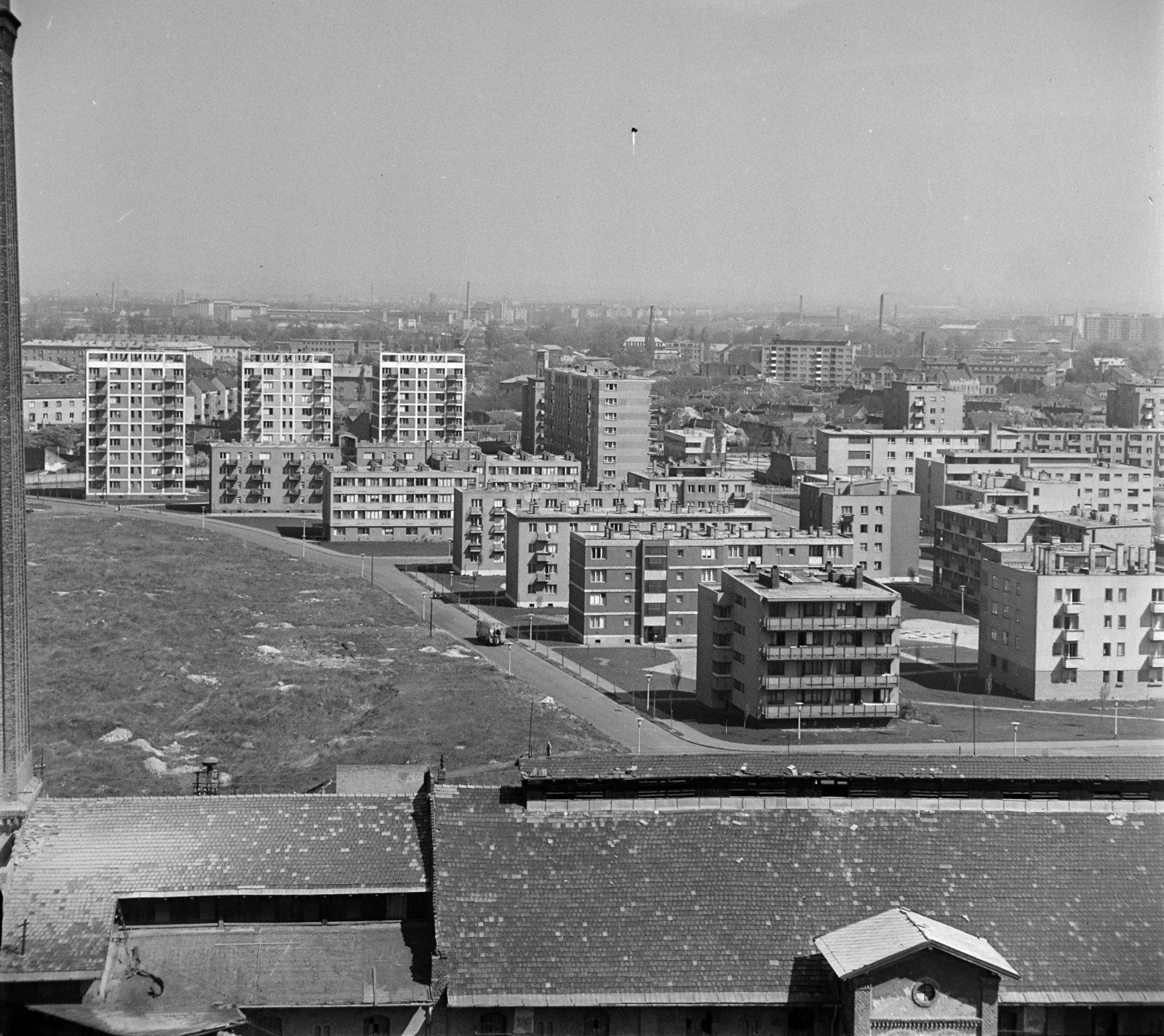 Hungary, Óbuda, Budapest III., kilátás az Újlaki téglagyár felől a Kísérleti lakótelep felé., 1967, Bojár Sándor, blocks, Budapest, Fortepan #178875