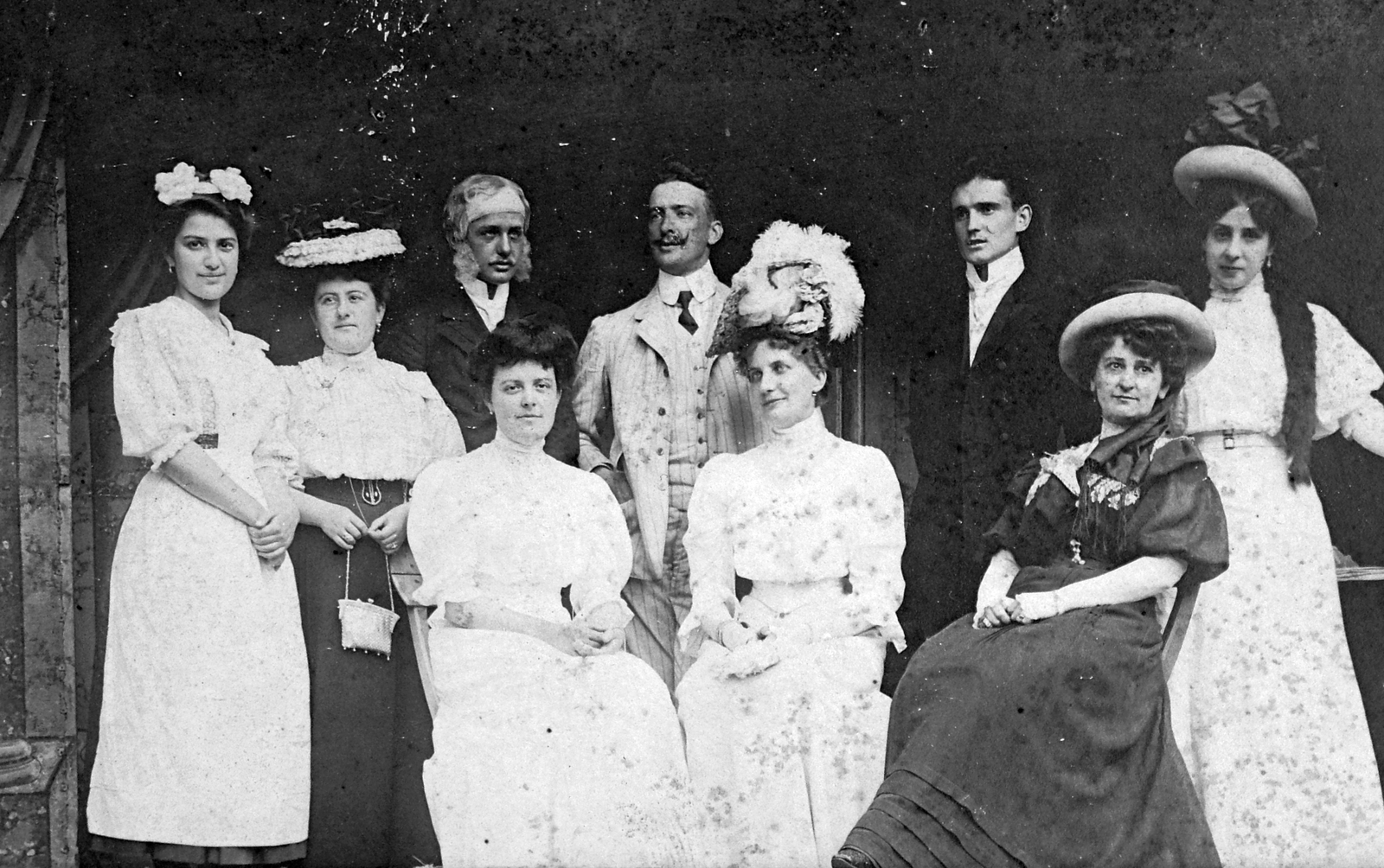 1907, Jankovszky György, divat, kalap, csoportkép, paróka, Fortepan #17891