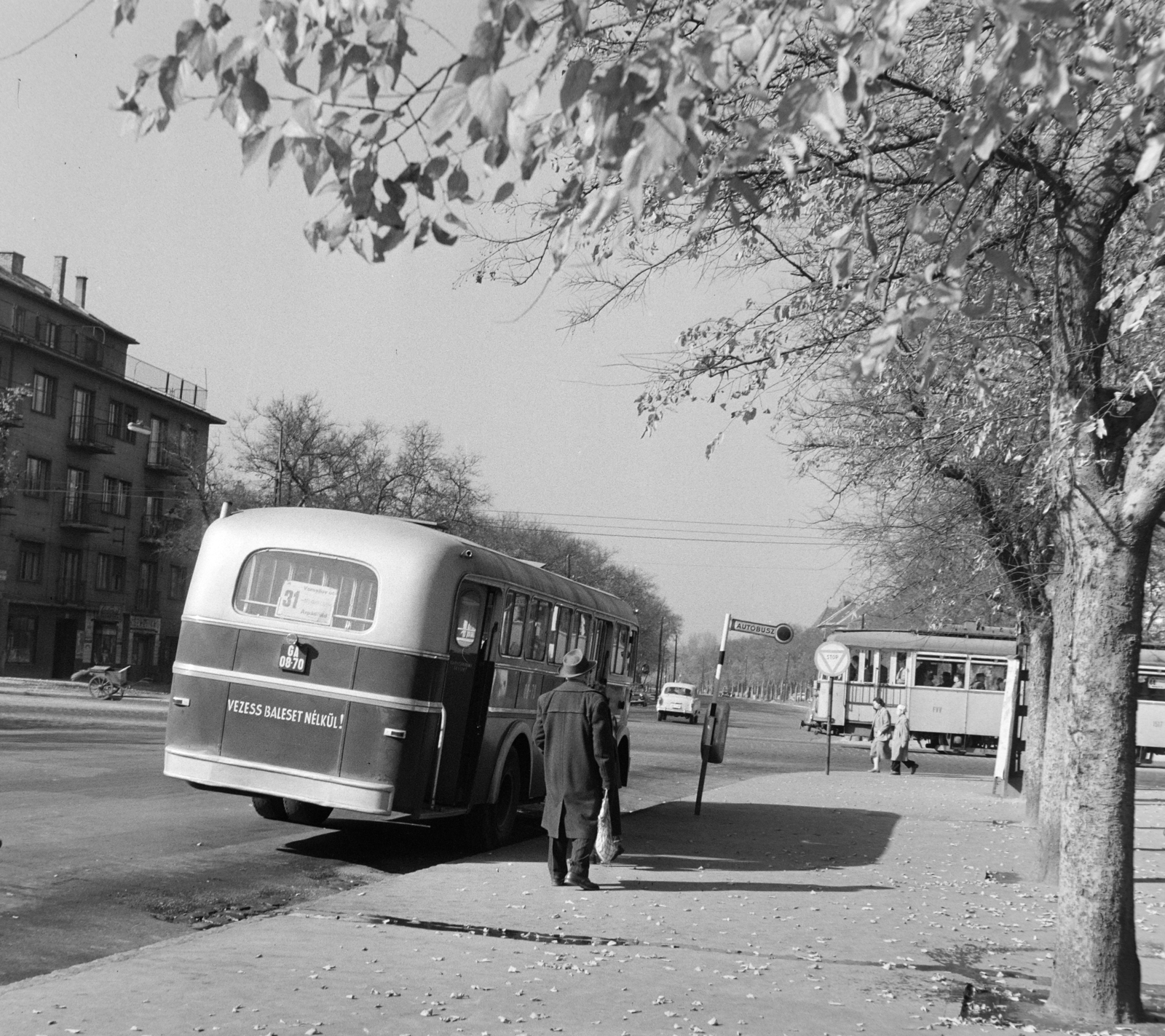 Hungary, Budapest XIV., Stefánia (Vorosilov) út a Thököly úti kereszteződésnél, a Városliget irányába nézve., 1959, Bojár Sándor, Budapest, Fortepan #179125