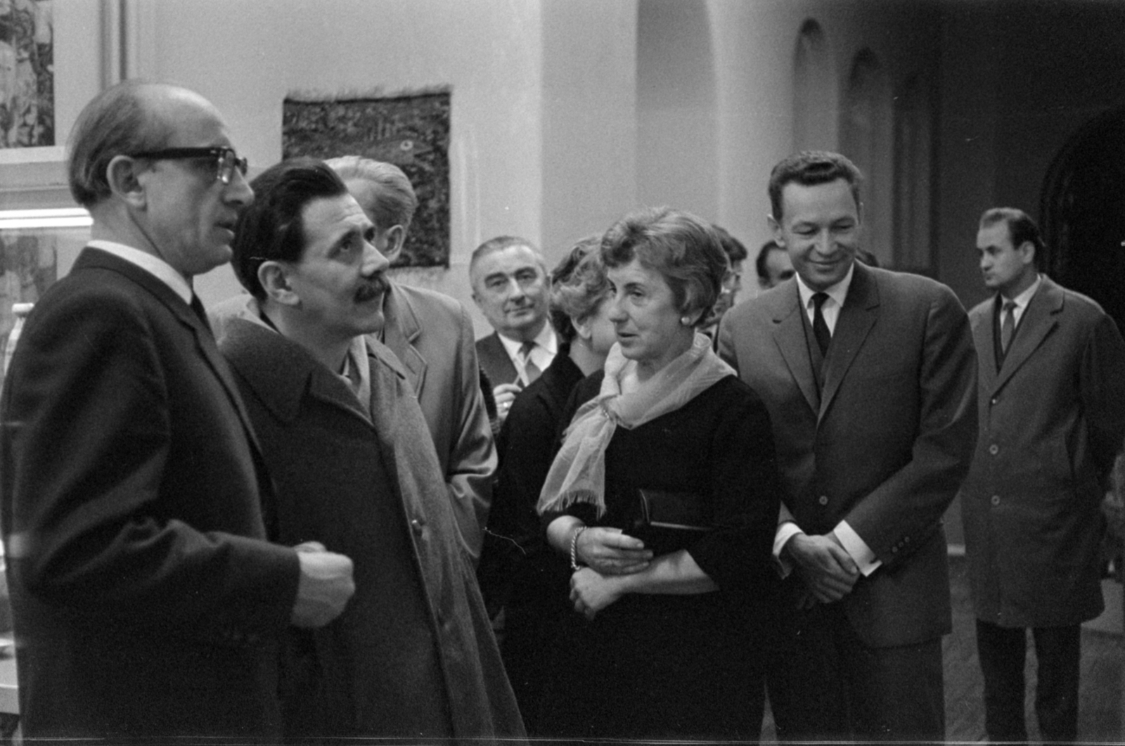 Hungary, Budapest VI., Nagymező utca 8., Ernst Múzeum, Lengyel Iparművészeti Kiállítás, balról a második Aczél György politikus., 1964, Bojár Sándor, Budapest, Fortepan #179148