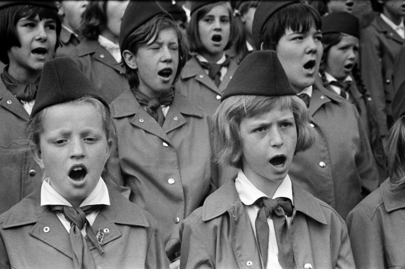 Németország, 1969, Bojár Sándor, NDK, úttörő, éneklés, Fortepan #179365