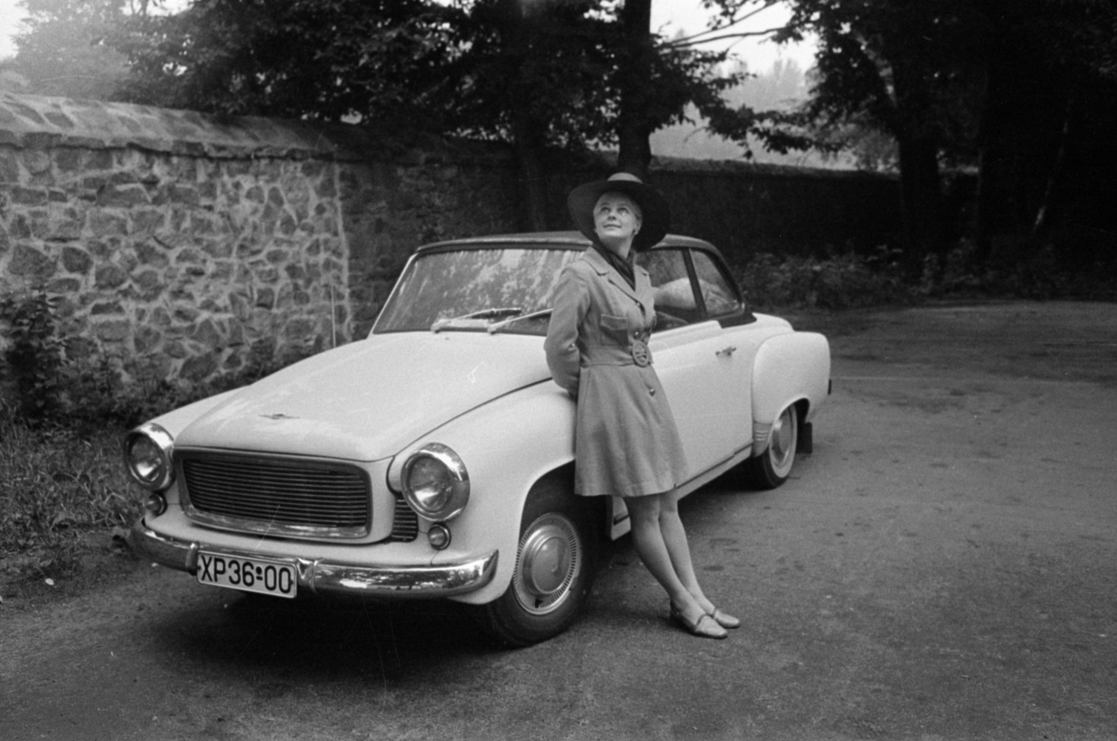 Germany, Dresden, Gabriele "Gaby" Seyfert kétszeres világbajnok műkorcsolyázó., 1969, Bojár Sándor, GDR, girls'n'cars, number plate, Fortepan #179540