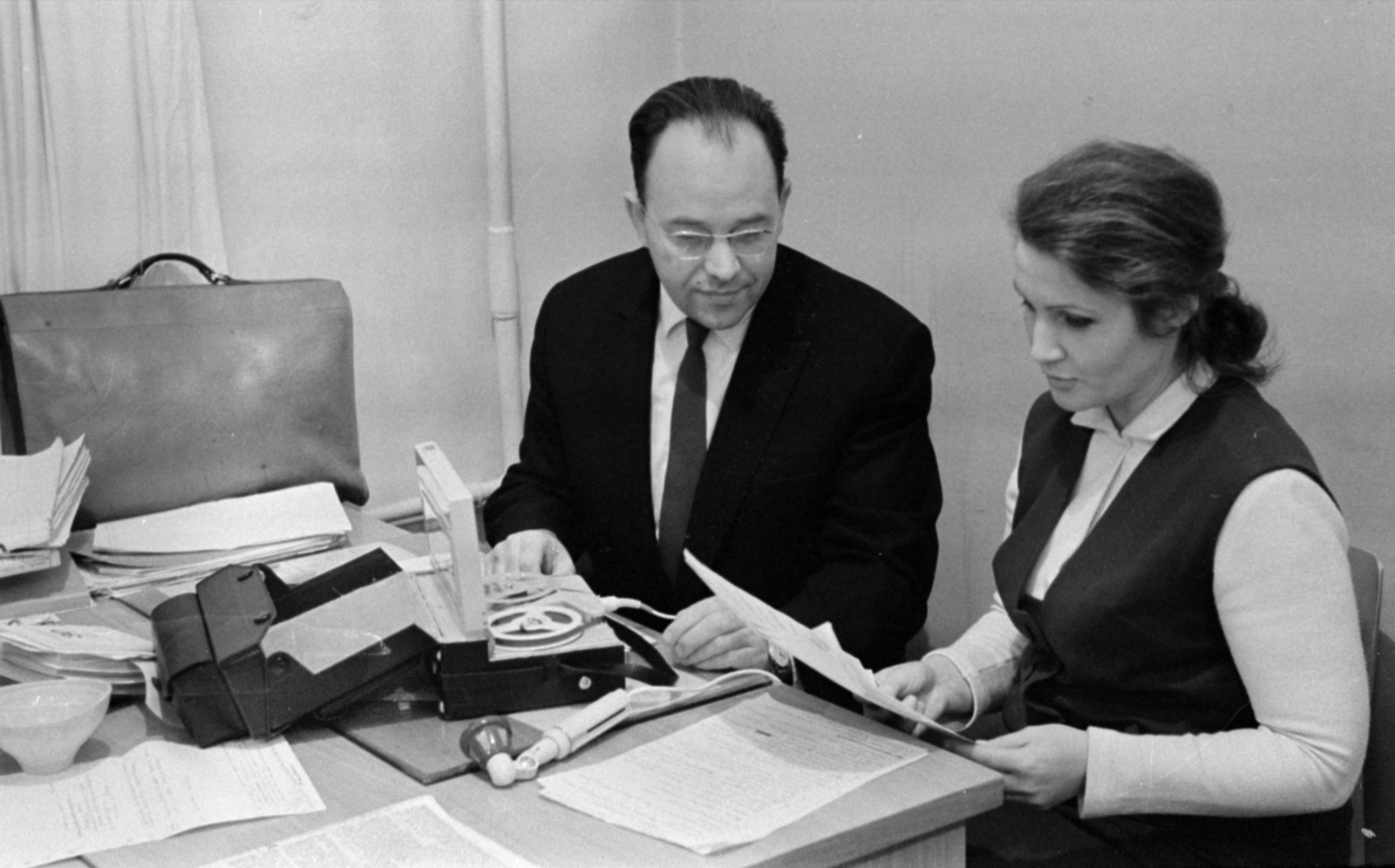 Russia, Moscow, a felvétel a Moszkvai Rádió Magyar Osztályán készült., 1964, Bojár Sándor, Fortepan #179803