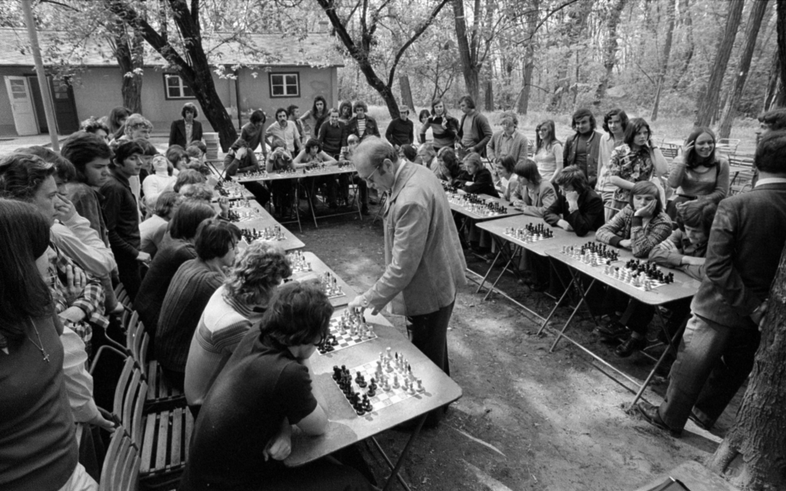 1975, Bojár Sándor, chess table, chess, Fortepan #179867