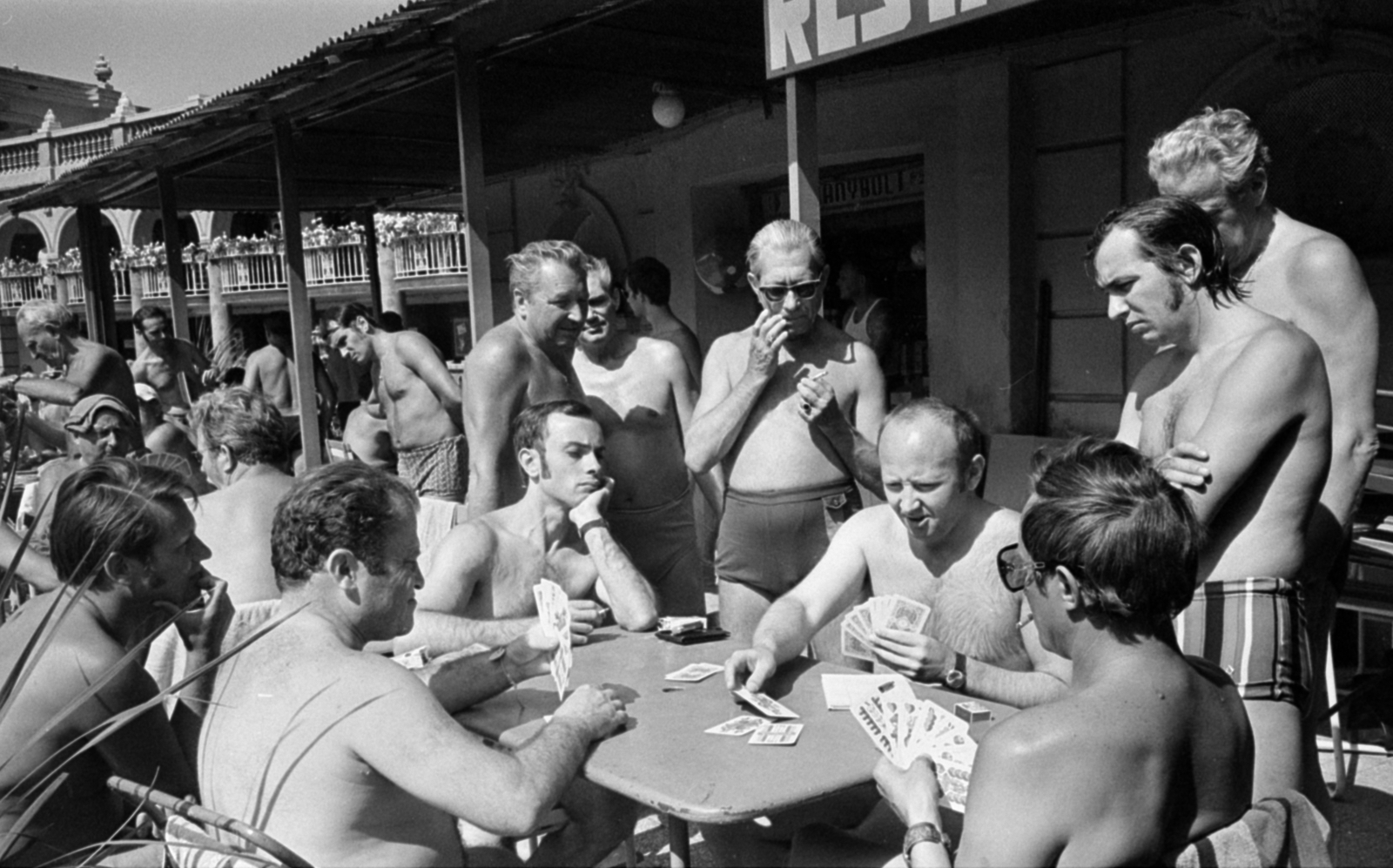 Hungary, Budapest XIV., Széchenyi fürdő., 1967, Bojár Sándor, card game, Budapest, Fortepan #179921