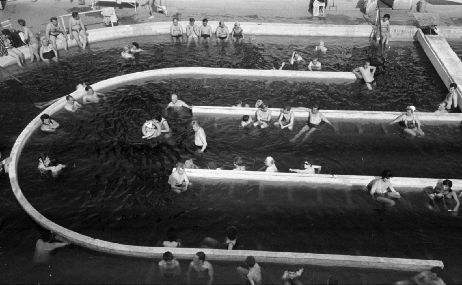 Magyarország, Hajdúszoboszló, gyógyfürdő., 1966, Bojár Sándor, felülnézet, Fortepan #180022