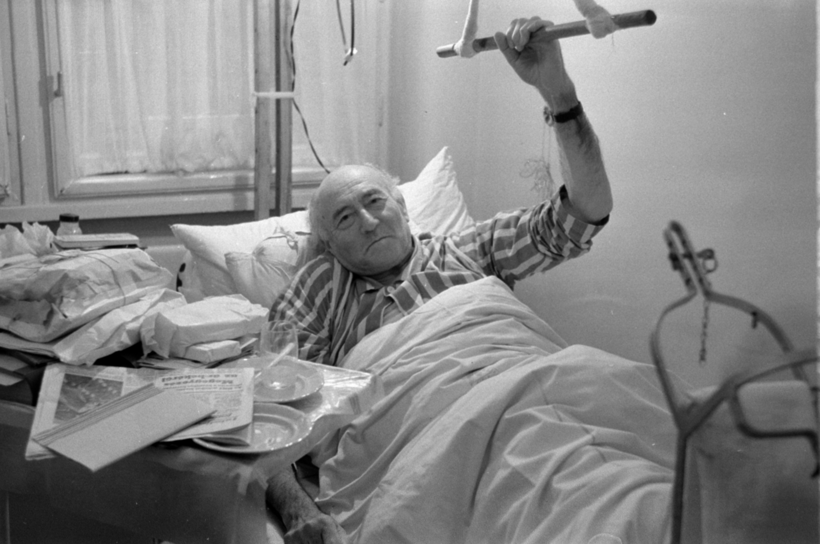 Hungary, Boldizsár István festőművész, grafikus., 1966, Bojár Sándor, celebrity, old person, illness, Fortepan #180065