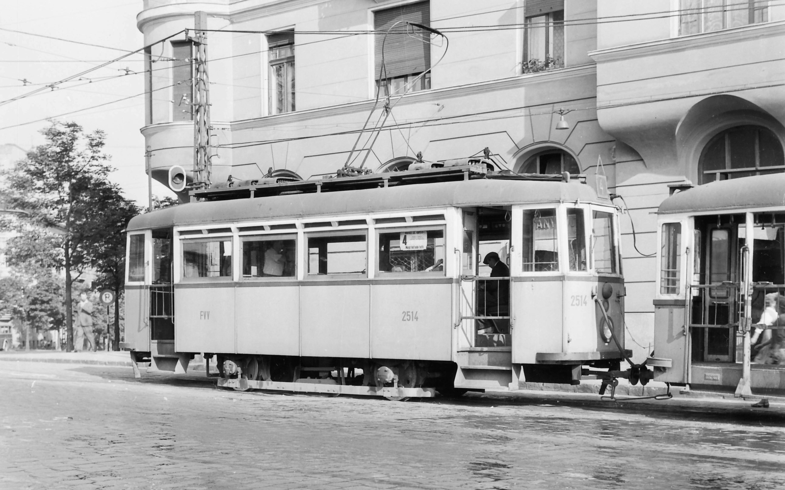 Hungary, Budapest XI., Móricz Zsigmond körtér., 1957, Székács András, tram, Budapest, FVV-organisation, public transport line number, Fortepan #18153