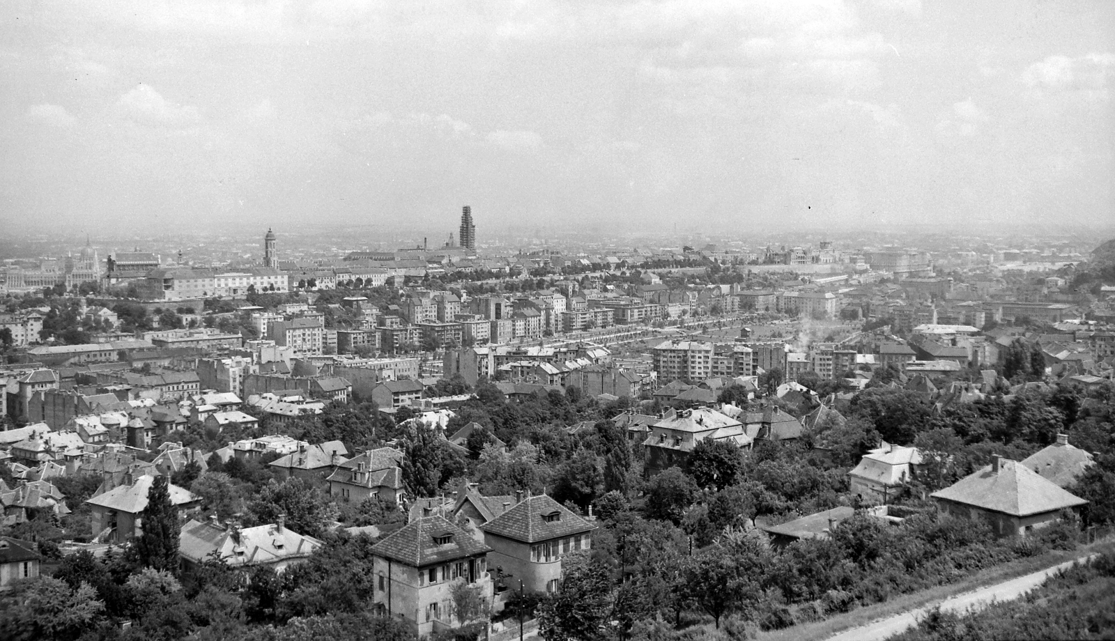 Hungary, Budapest XII.,Budapest I., Kissvábhegy (Martinovics-hegy), kilátás a budai Vár felé., 1955, Kotnyek Antal, Budapest, picture, Fortepan #18230