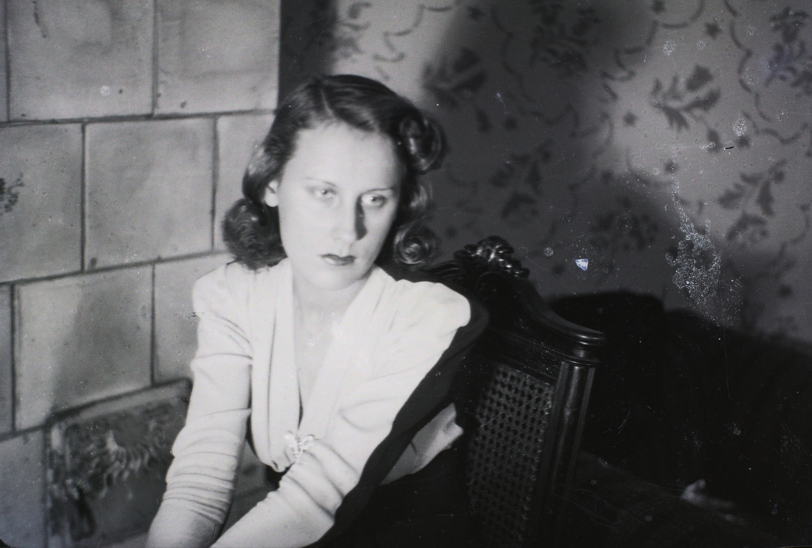 1936, Kotnyek Antal, portrait, tile stove, lady, Fortepan #18235