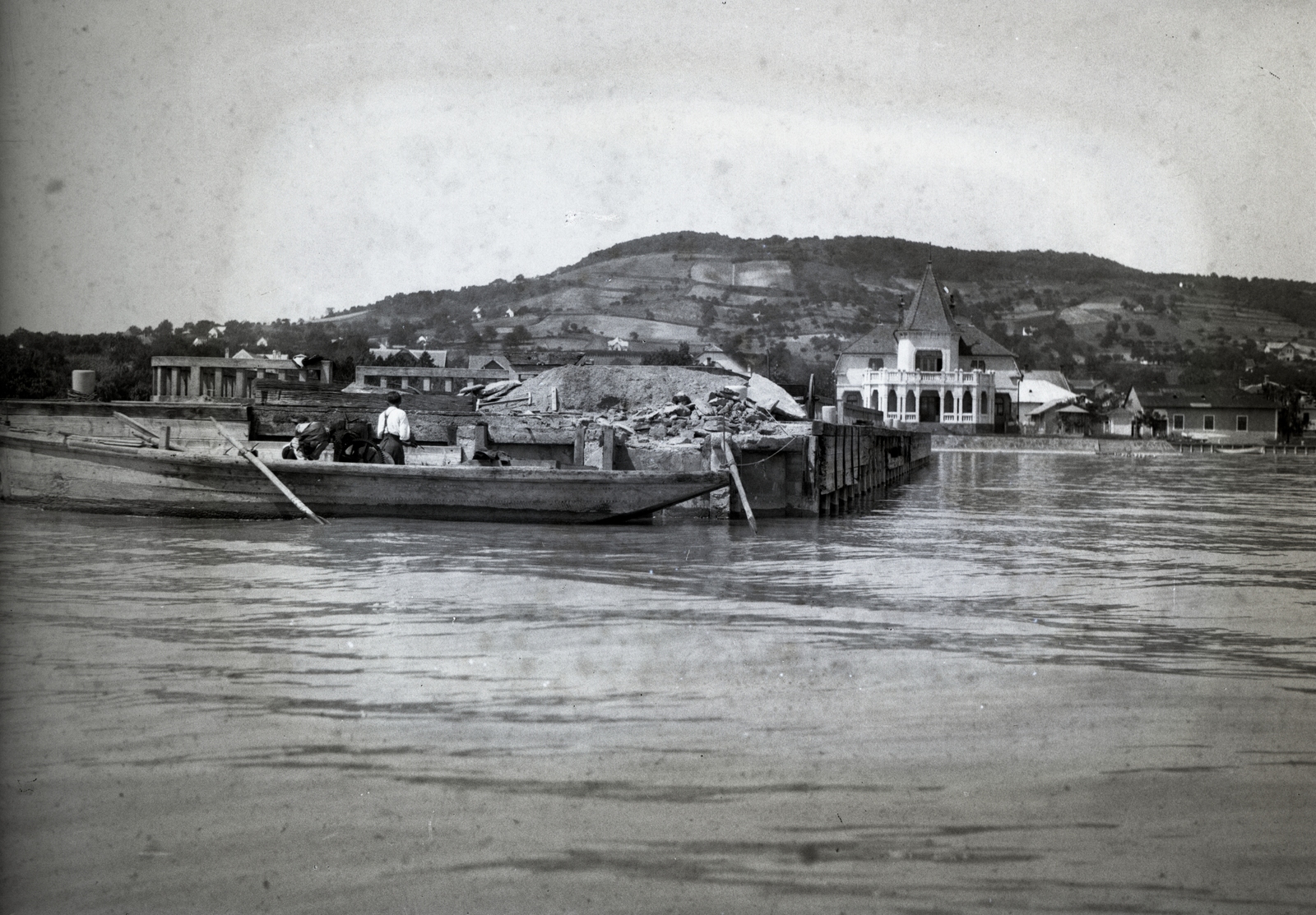 Magyarország,Balaton, Révfülöp, »Révfülöpi hajókikötő javítása 1920 körül« Leltári jelzet: MMKM TEMGY 2019.1.1. 1306, 1920, Magyar Műszaki és Közlekedési Múzeum / BAHART Archívum, Fortepan #183554