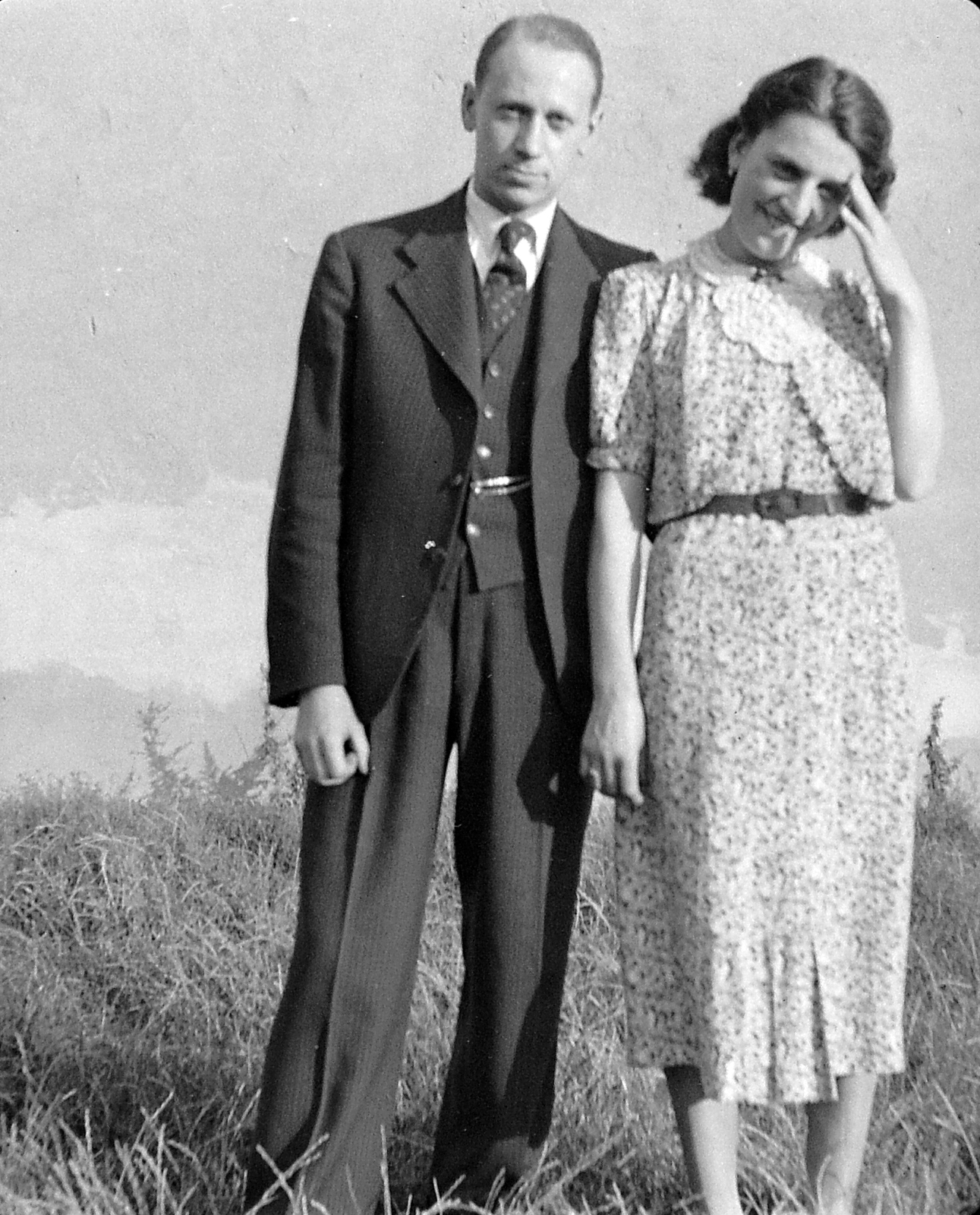 Hungary, Kunhegyes, 1935, Homoródy Károly, smile, summer, man, woman, double portrait, Fortepan #1836