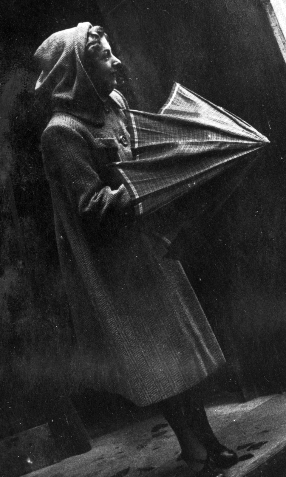 1940, Fortepan, umbrella, hood, raincoat, Fortepan #18375