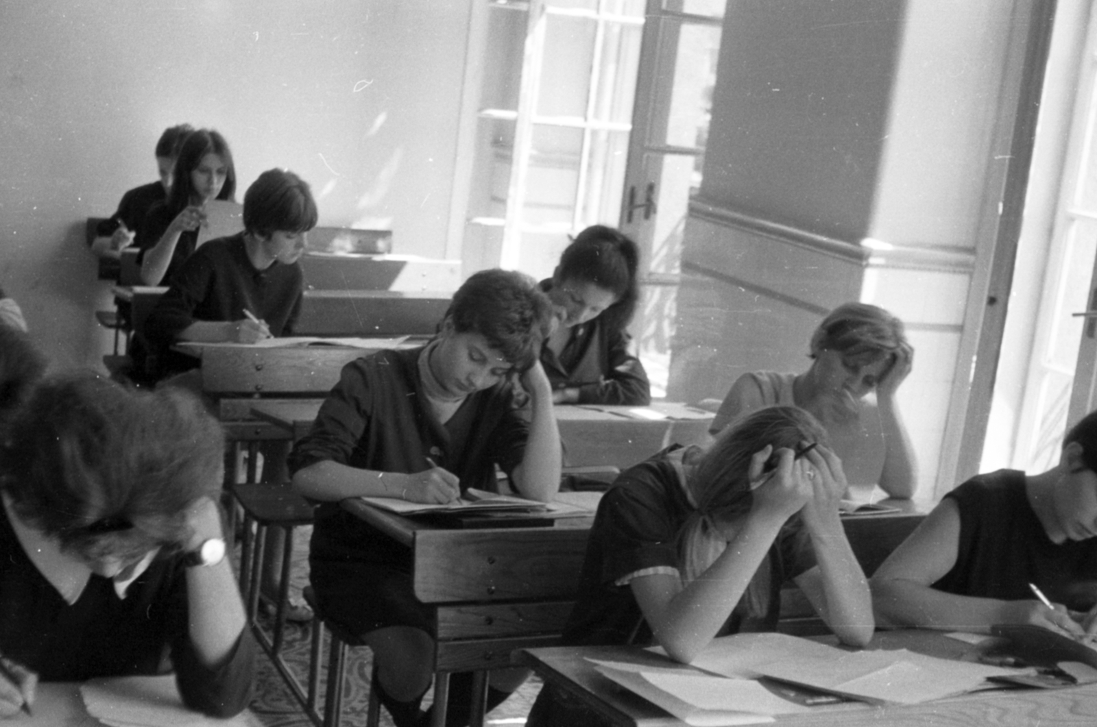 1962, Dömölky Etelka, matura exam, learning, classroom, Fortepan #183883