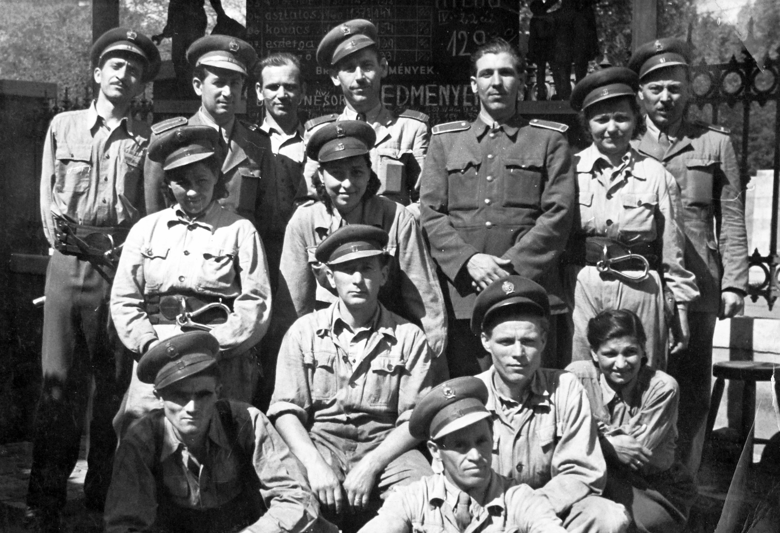 1954, Jankovszky György, tableau, uniform, Fortepan #18390