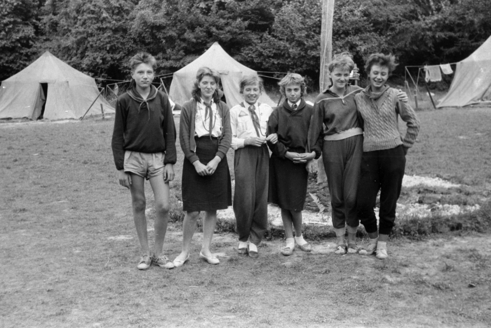 1963, Dömölky Etelka, tréningruha, úttörő, sátortábor, Fortepan #184006