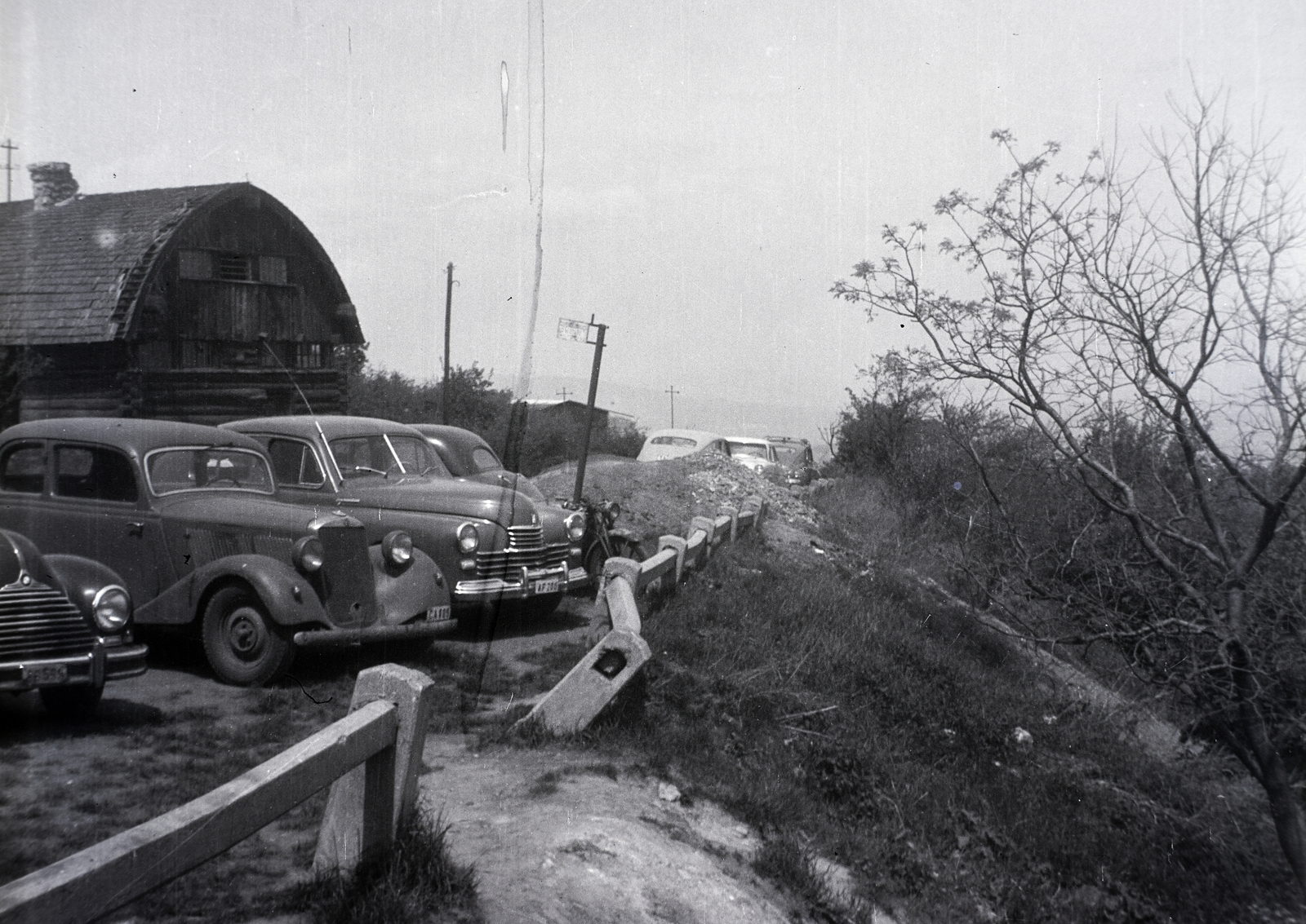 1954, Ferencz Zoltán Zénó, road railings, automobile, motorcycle, Mercedes-brand, Fortepan #184134