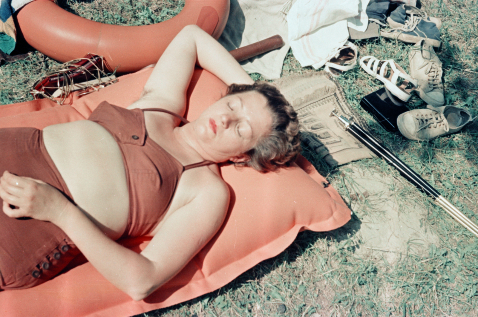 1958, Ferencz Zoltán Zénó, colorful, sunbathe, lying on the back, Fortepan #184214