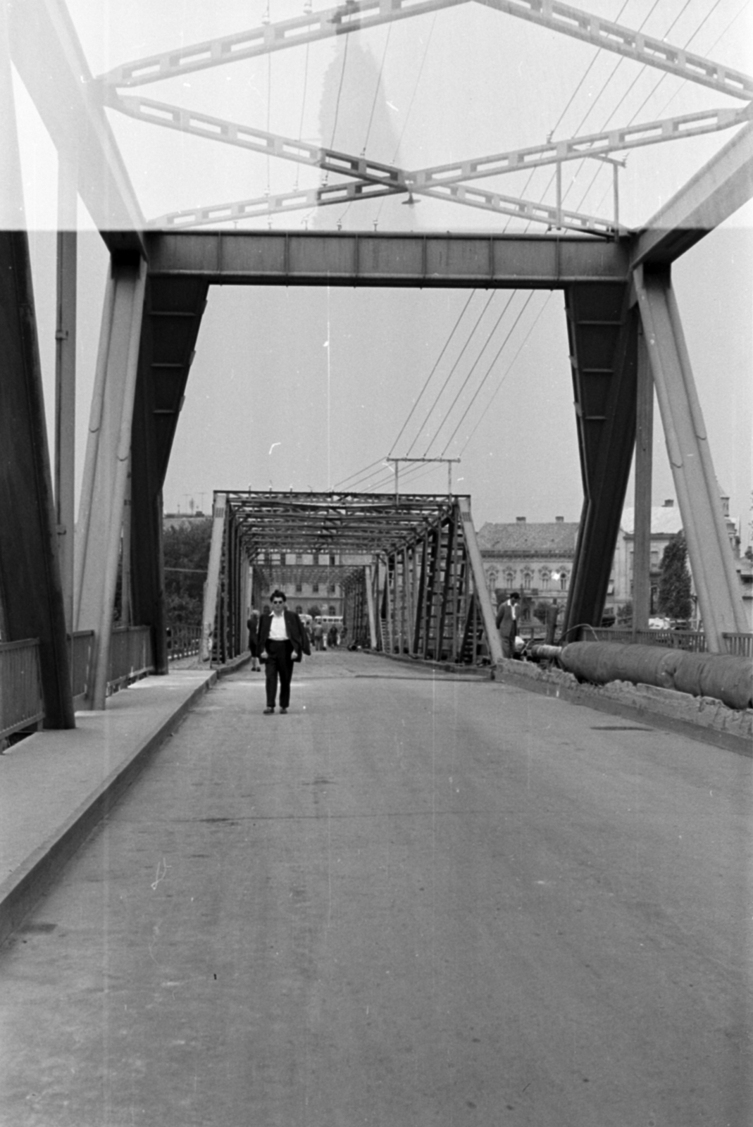 Hungary, Szolnok, a II. világháború után épült félállandó Tisza-híd., 1959, Ferencz Zoltán Zénó, truss bridge, Fortepan #184218